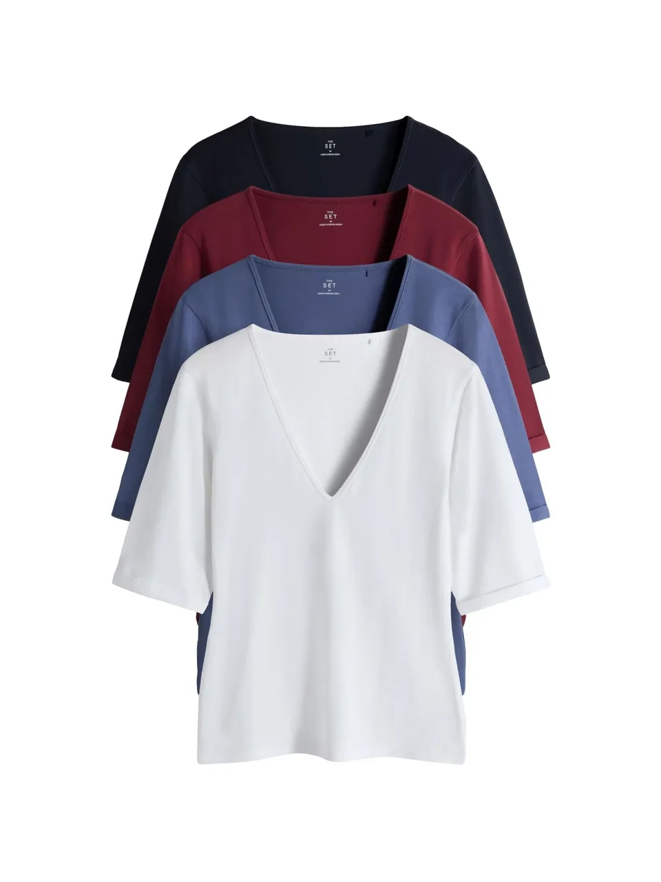 Geo Next The Set T-shirt Scollo a V Risvolto 4 Pezzi