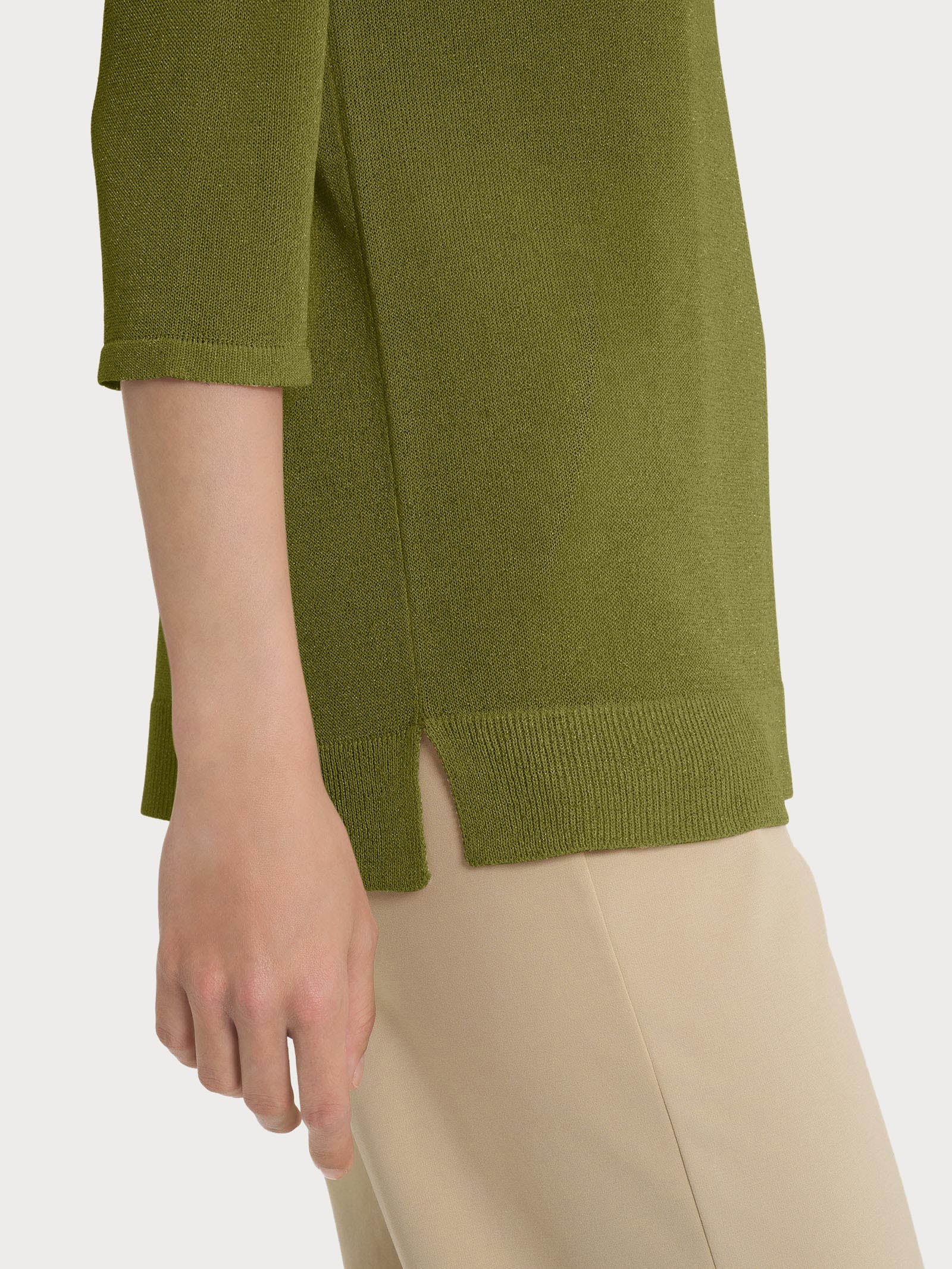 Ragno Crêpe Lurex Maglia Barchetta Manica 3/4 Verde