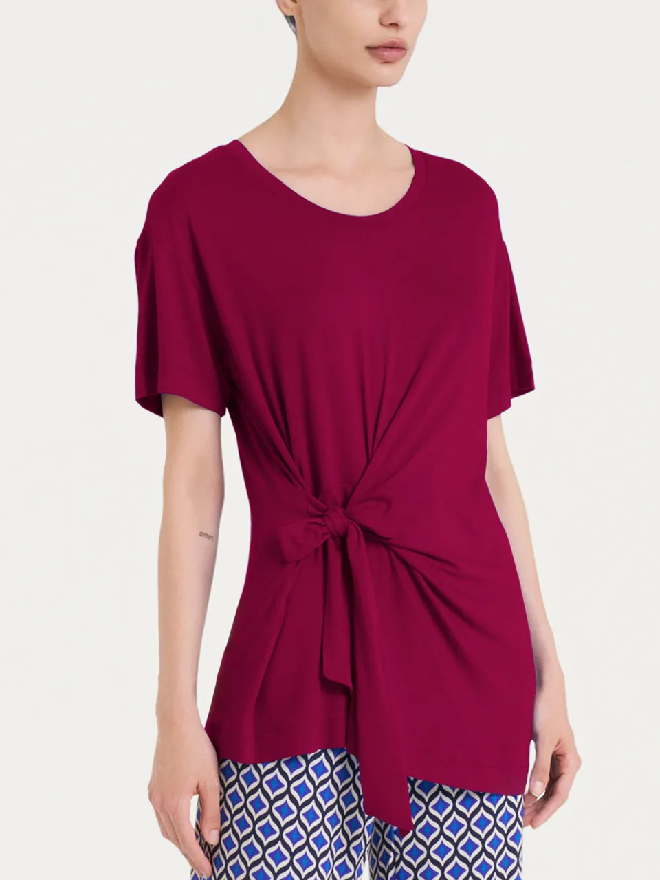 Ragno Viscosa Summer t-shirt nodo rosa rododendro