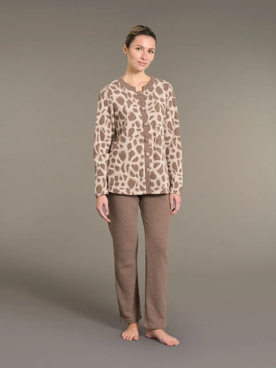 Ragno Sweet Emotion Pigiama Aperto Animalier Caffe pile
