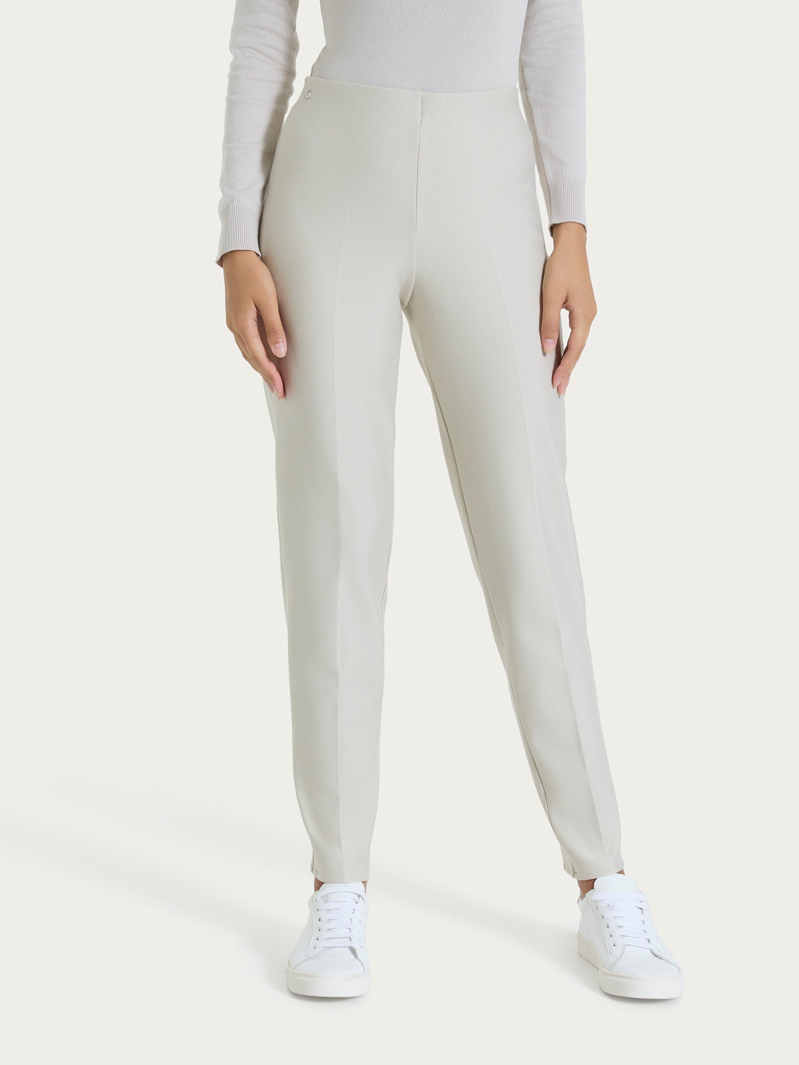 Ragno Compact pantalone sigaretta skinny Champignon con risvolto