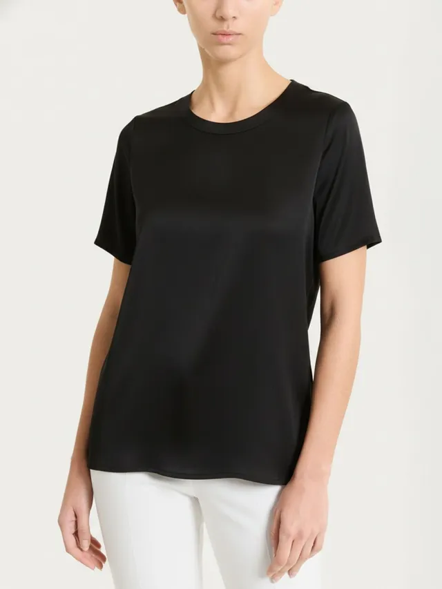 Ragno Stretch Satin maglietta manica corta Nero