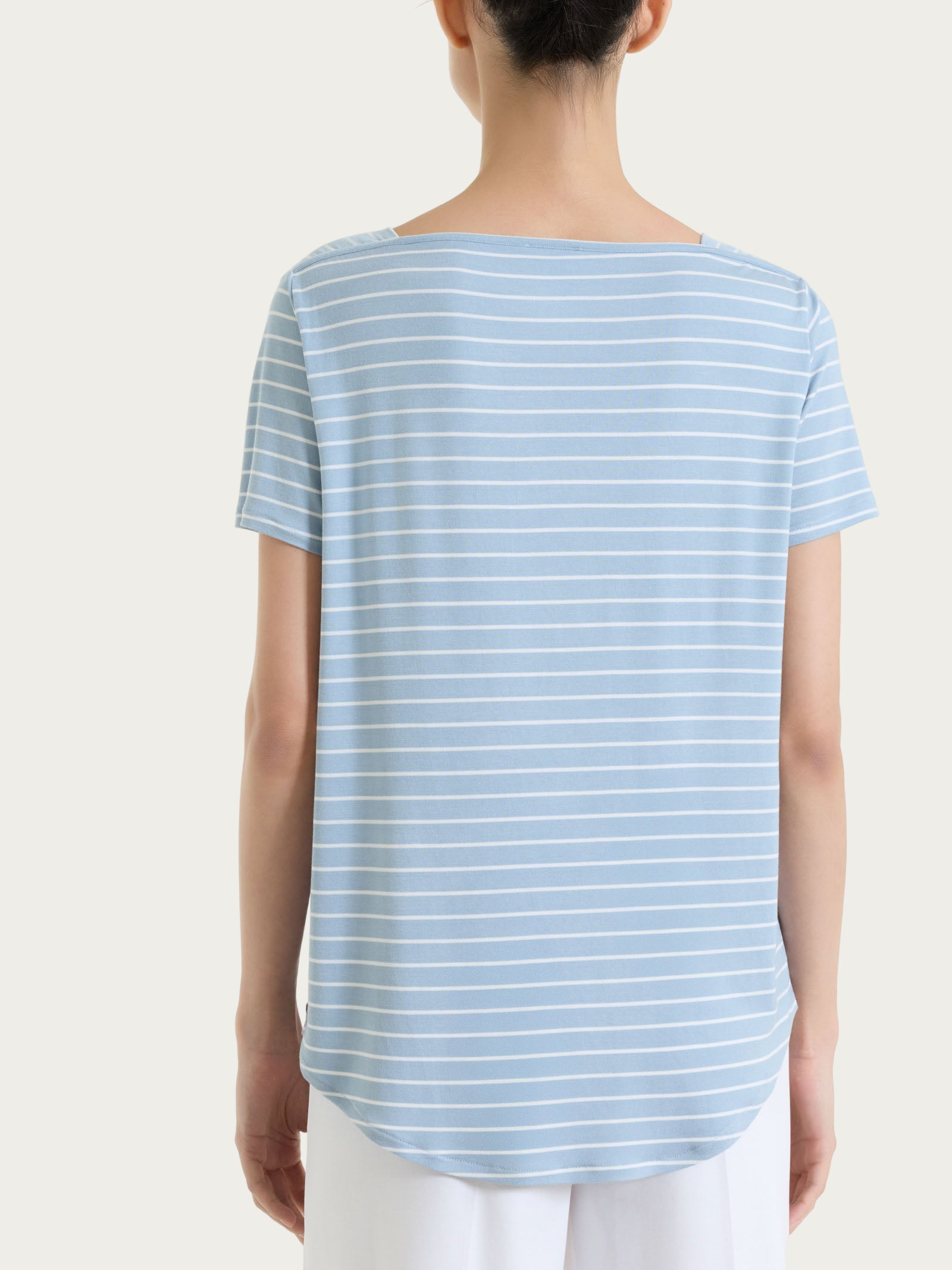 Ragno Summer Light Piquet Maglietta righe barchetta dusty blue