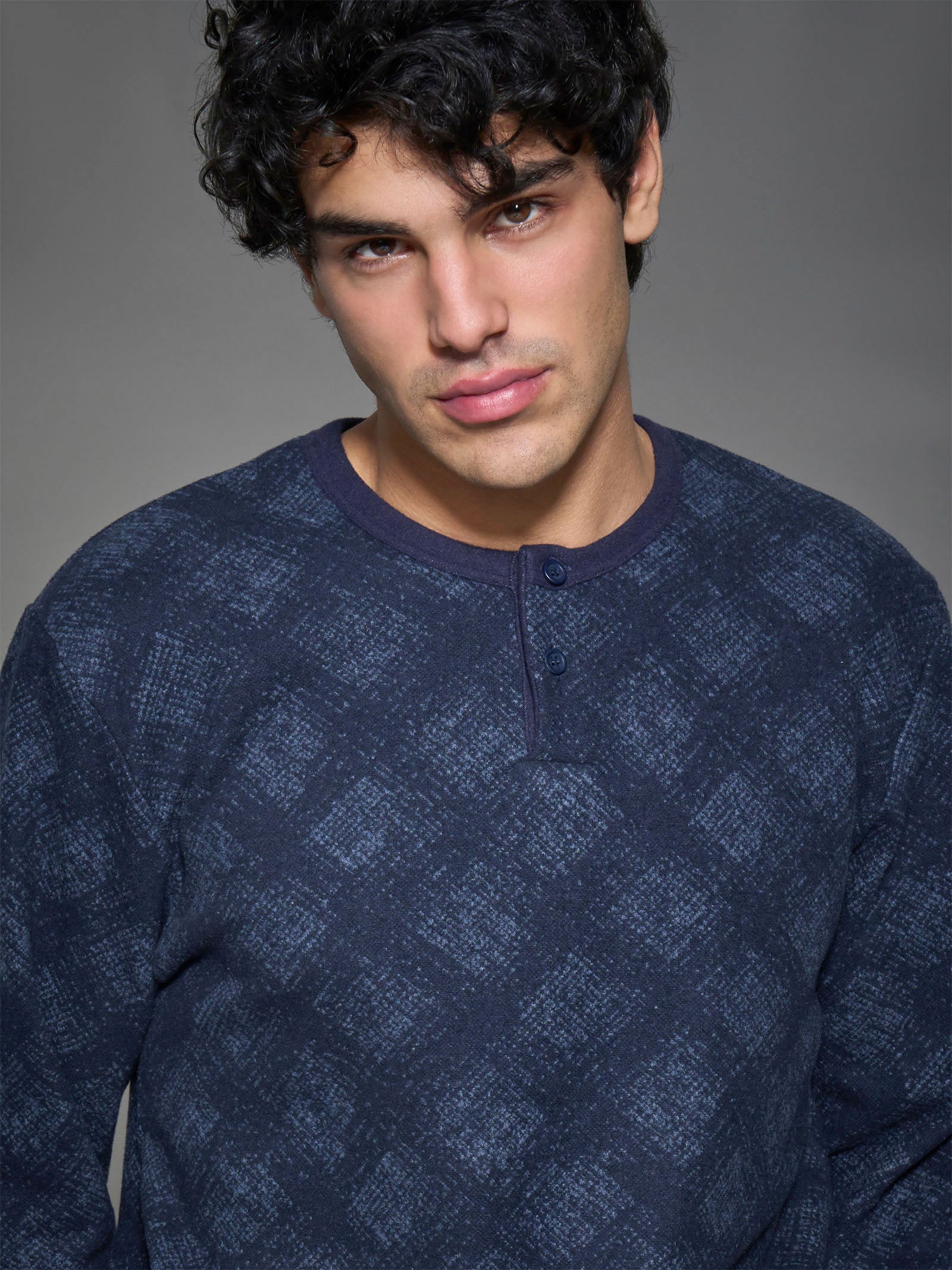 Ragno Cotton Eco Pile Pigiama Serafino Tartan Delavé caldo