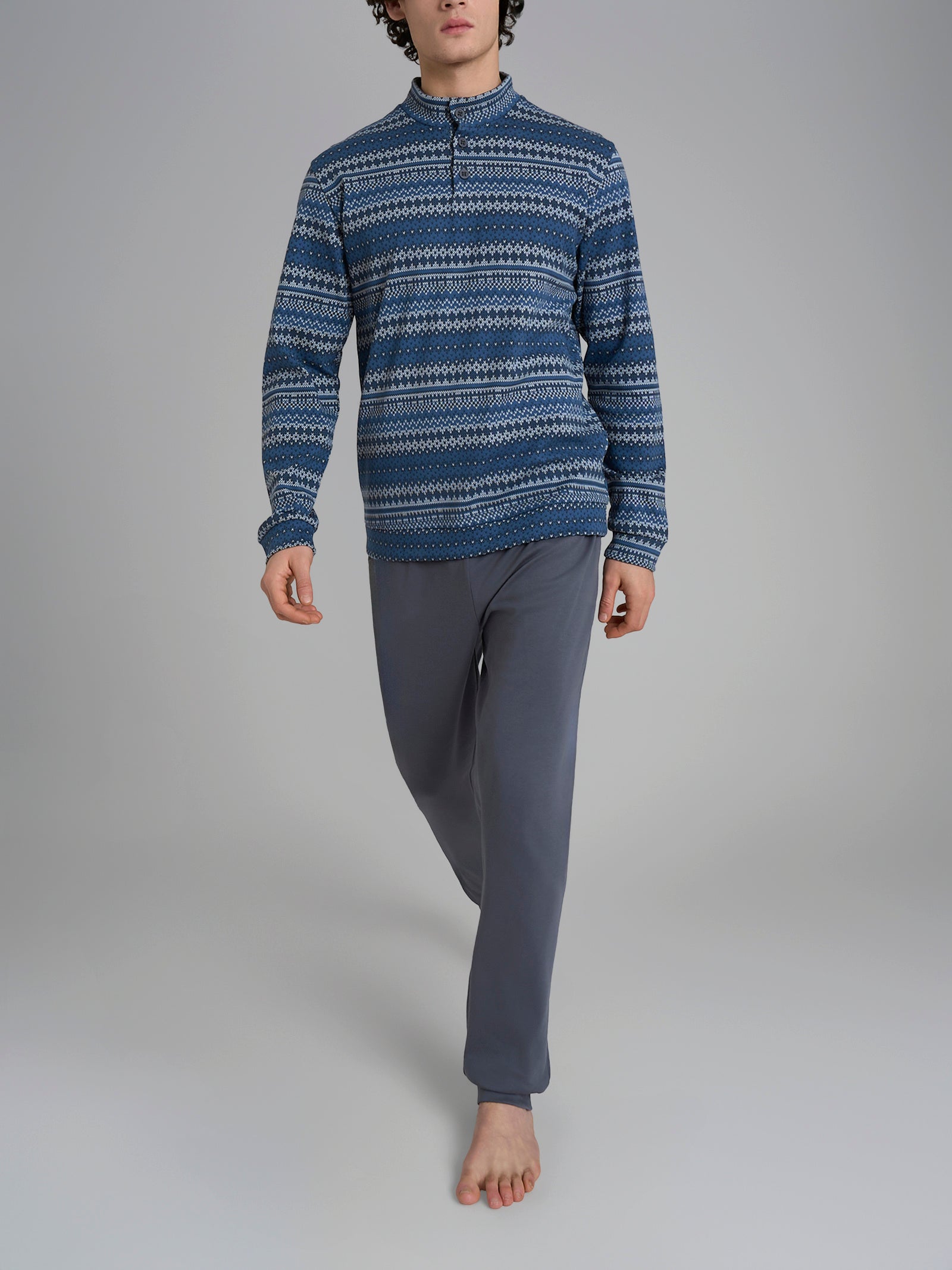 Ragno Lupetto Pigiama Lungo pigiama cotone interlock blu ensign
