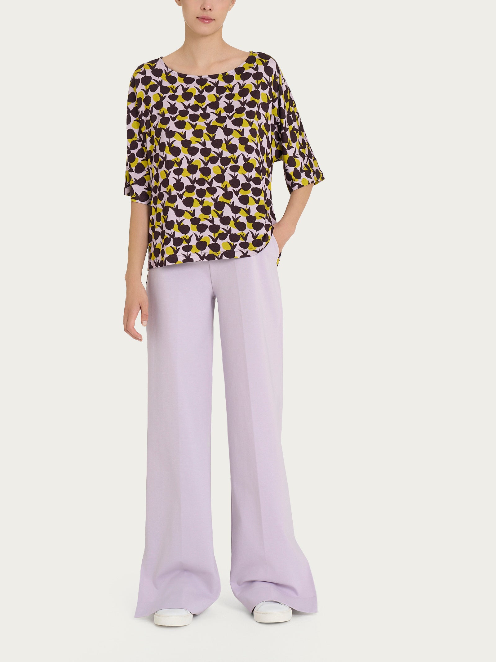 Ragno Viscosa Summer Blusa Girocollo Maglietta Verde Tulipani