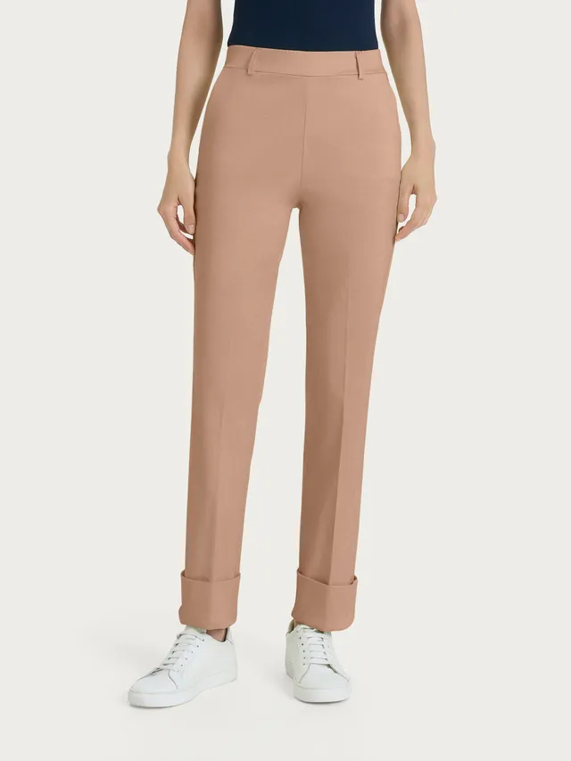 Ragno Satin Power pantalone straight slim Warm Taupe satin