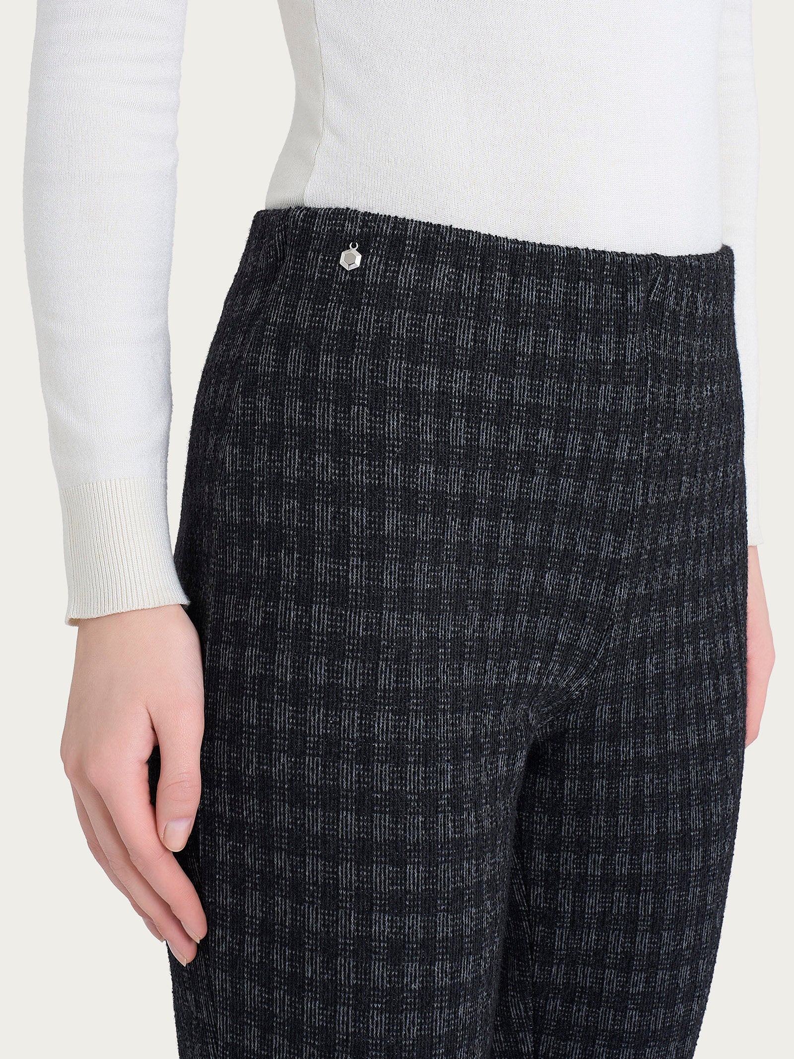 Ragno Compact pantalone sigaretta fantasia nero