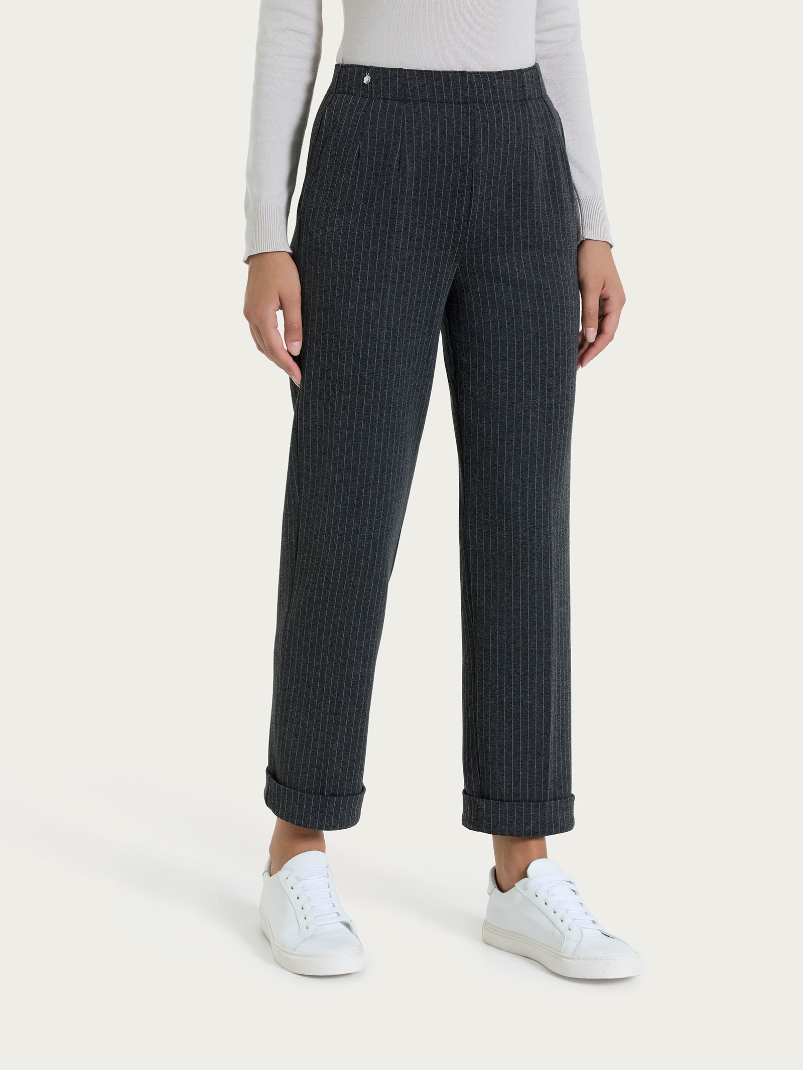 Ragno The Straight Leg pantalone gessato Fant.Oscuro Mel
