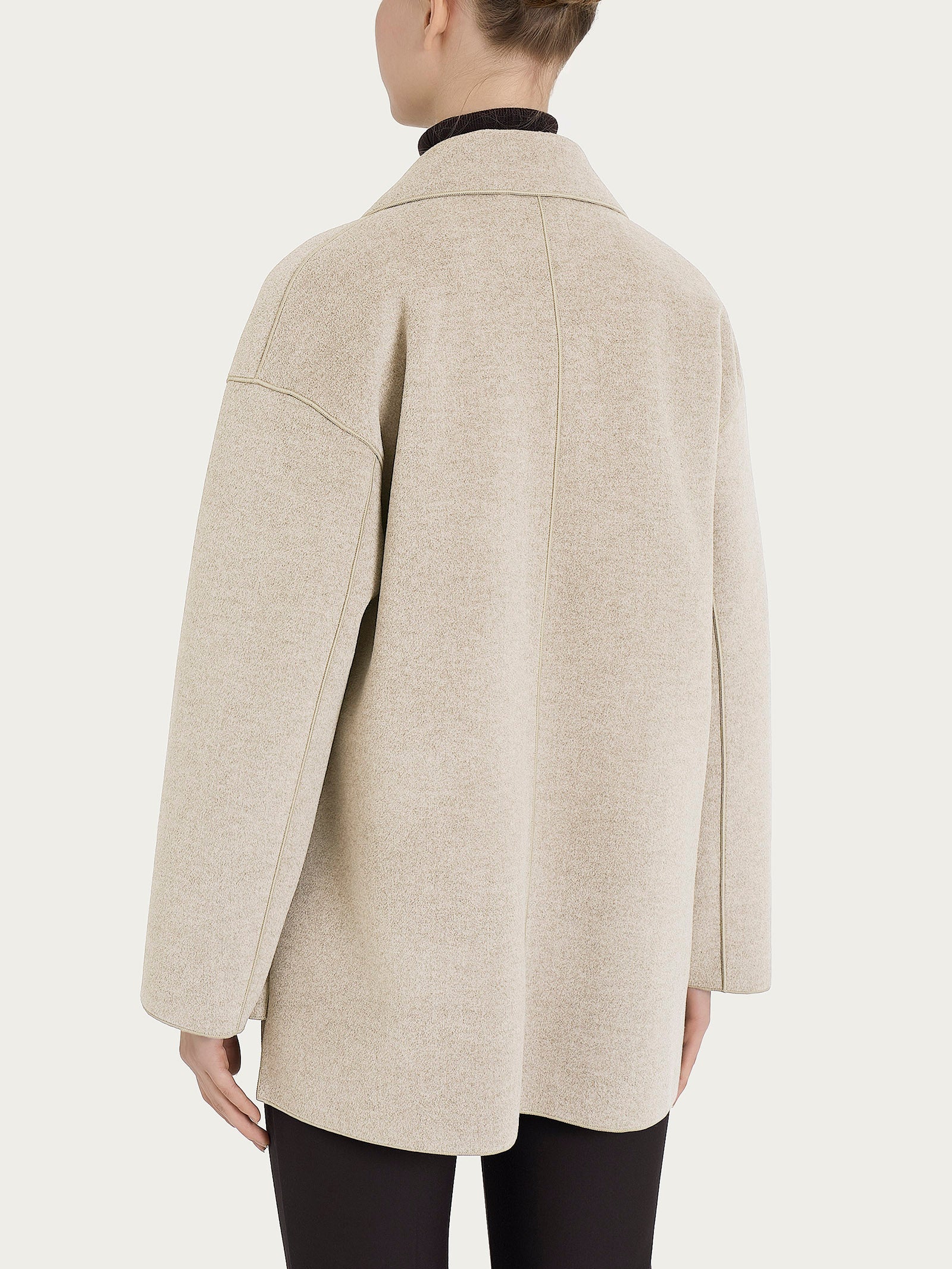 Ragno Vegan Wool cappotto caban Champignon melange corto