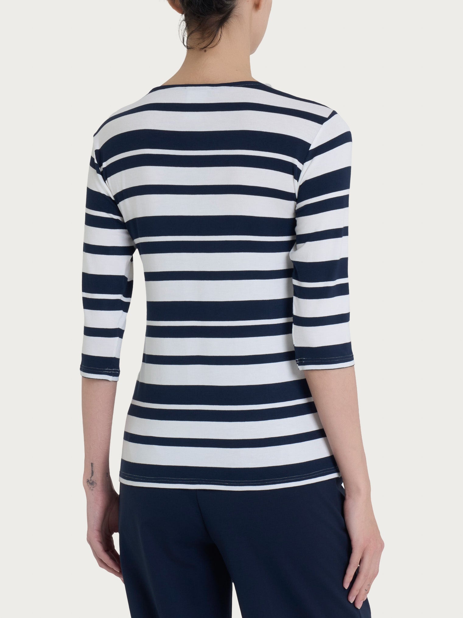 Ragno Viscosa Summer maglietta scollo V bleu righe skinny