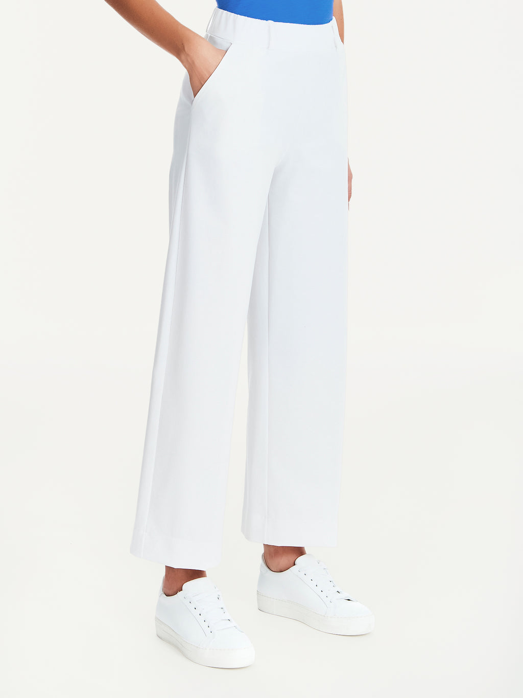 Ragno Compact Light Pantaloni cropped larghi Bianchi tasche