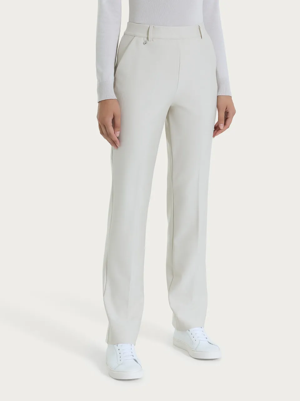 Ragno Compact pantalone largo donna champignon con tasche