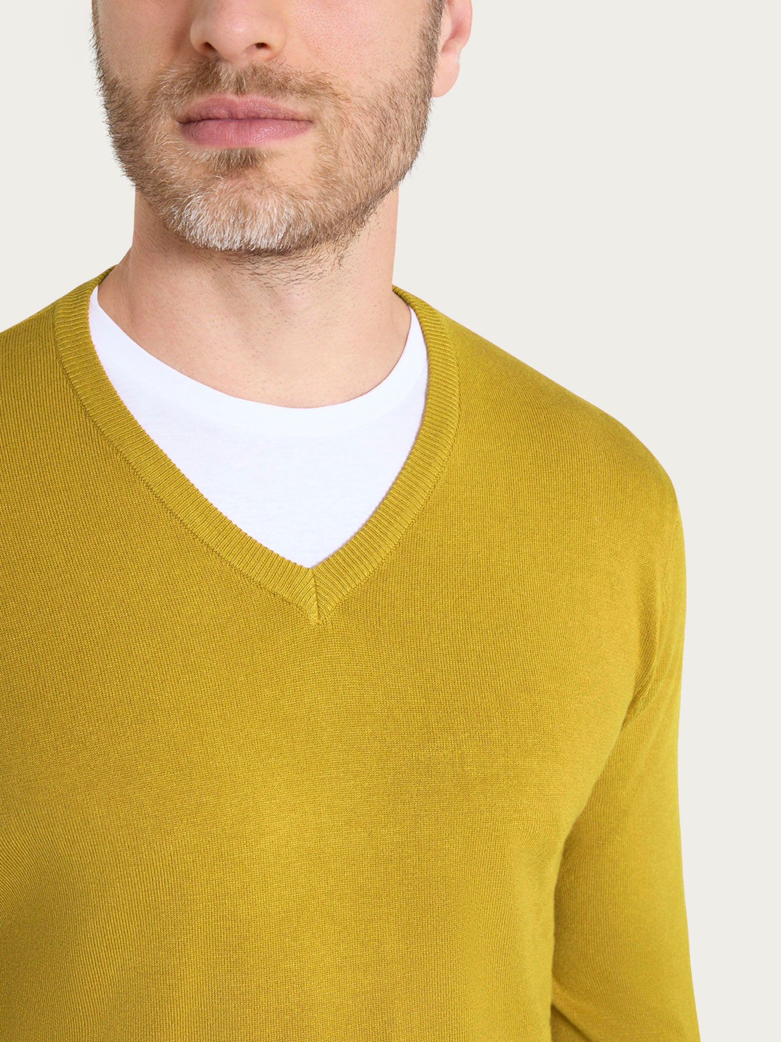 Ragno Four Seasons pull scollo V uomo Oil Yellow viscosa