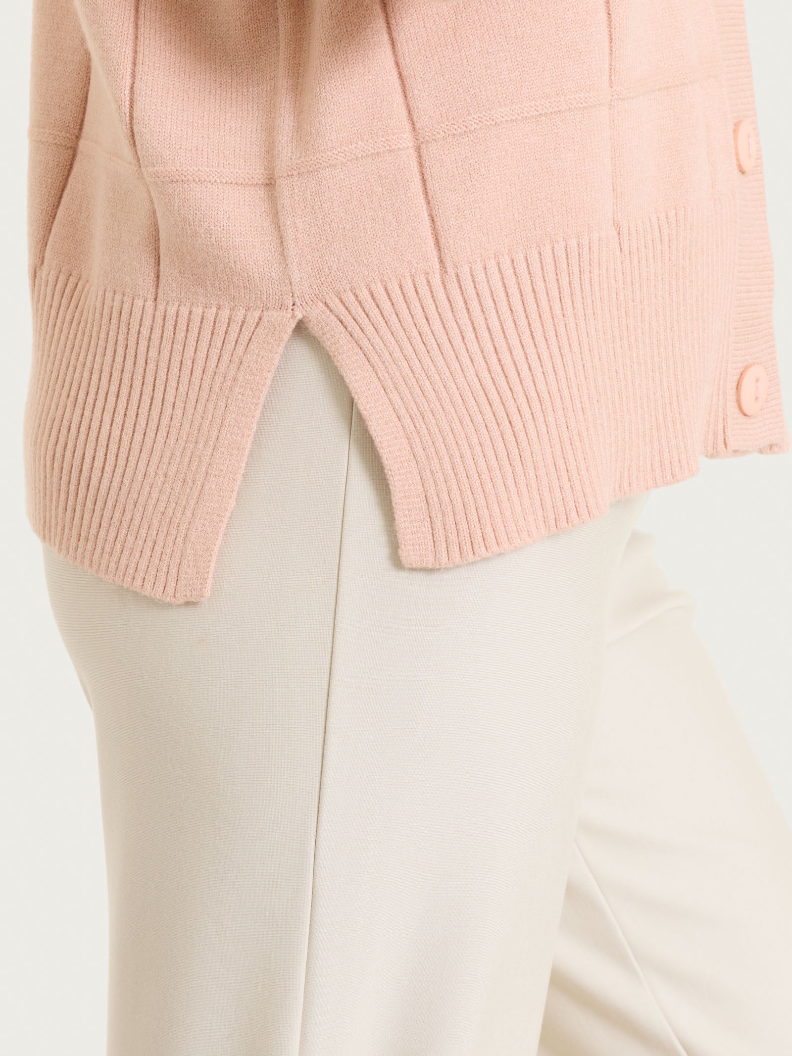 Ragno Super Soft cardigan scollo V check cameo rose boxy