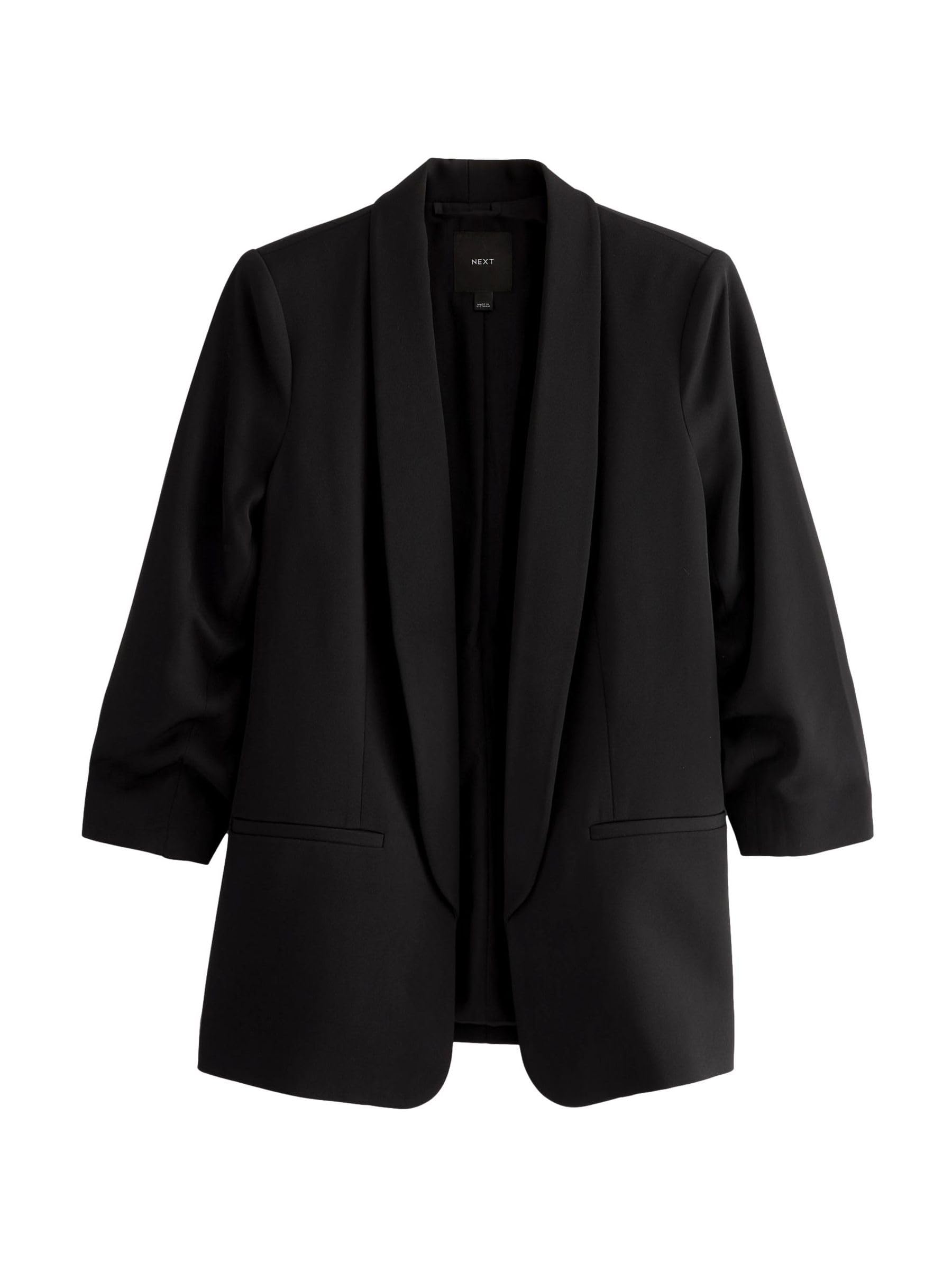 Next Blazer Comodo Maniche Arricciate Donna Nero Stiro Facile