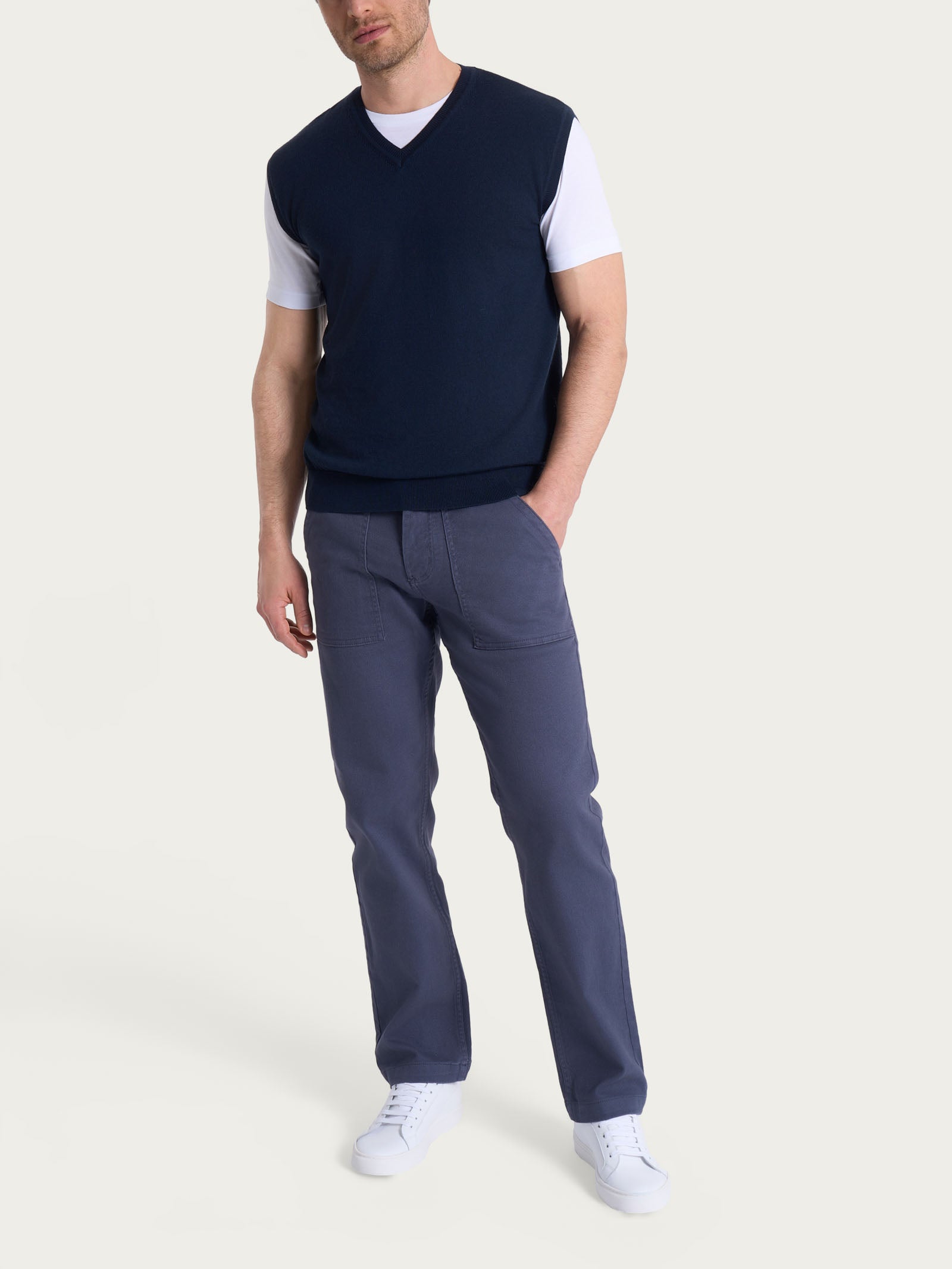 Ragno Merino Soft gilet uomo blu scollo V