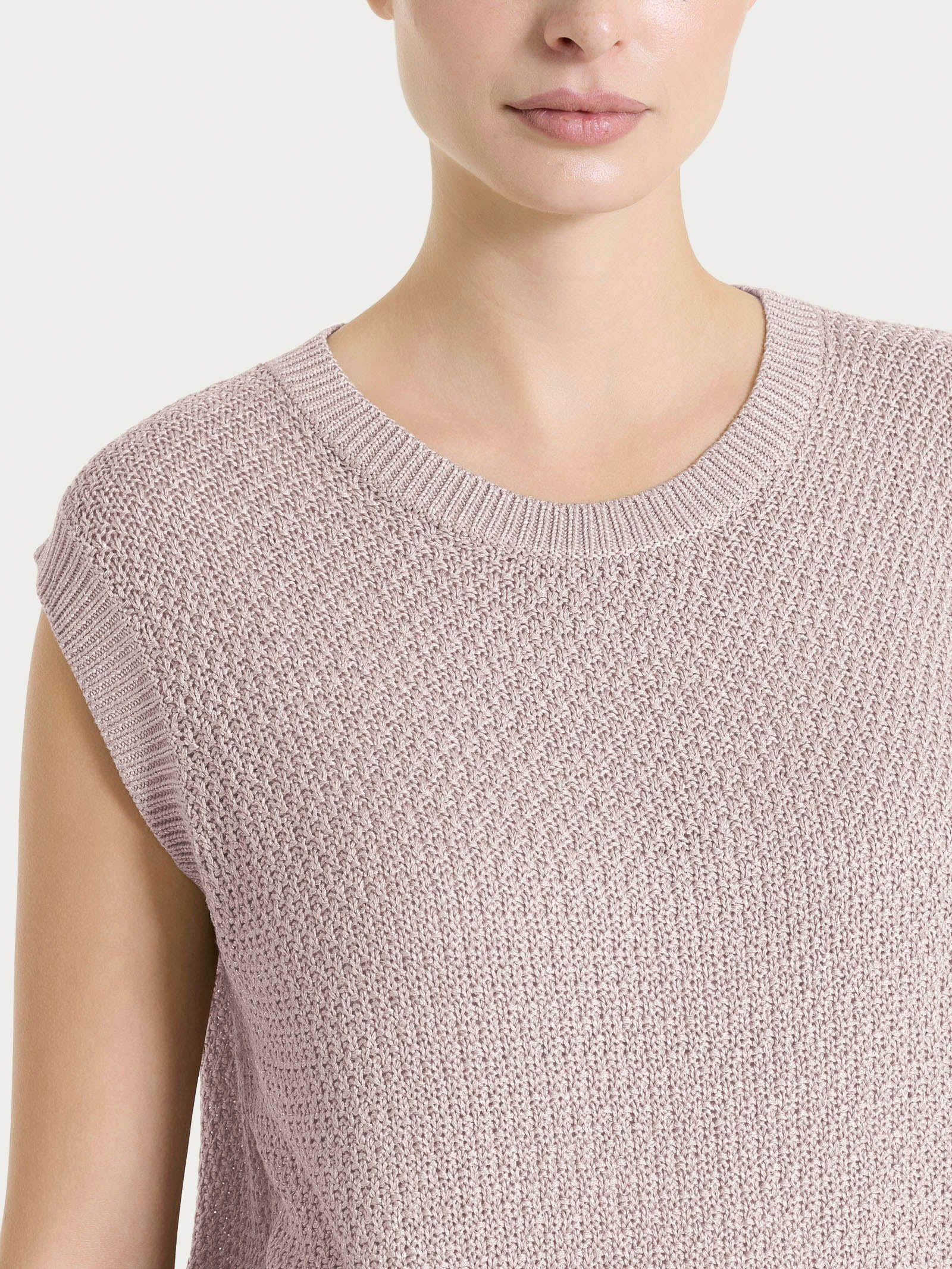 Ragno Comfort Smanicato Lurex Rice Stitch Gilet Sphinx Boxy