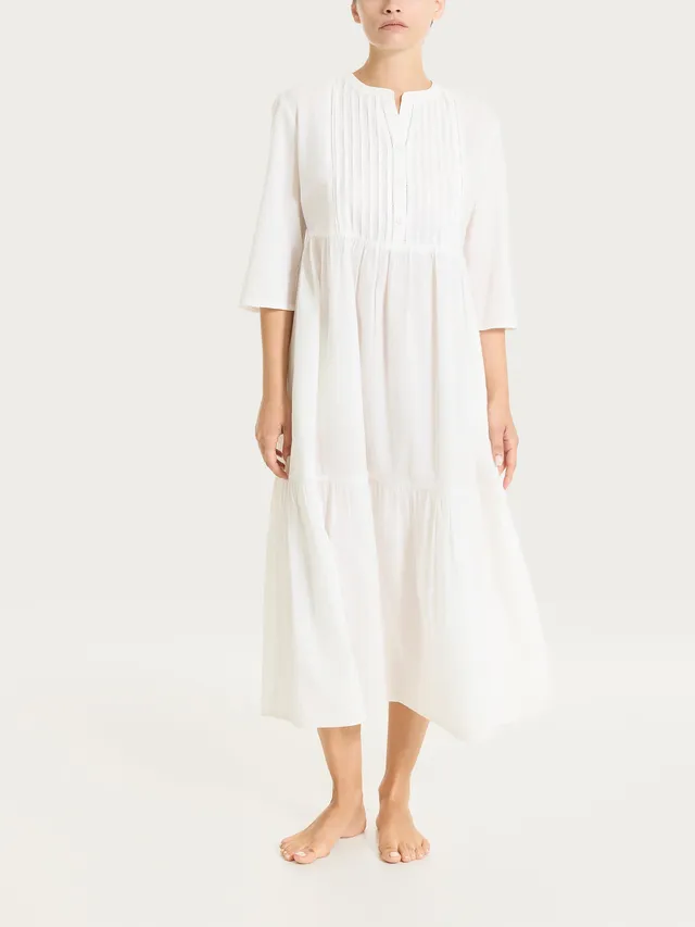 Ragno Mussola di Cotone Vestito lungo balze abito bianco
