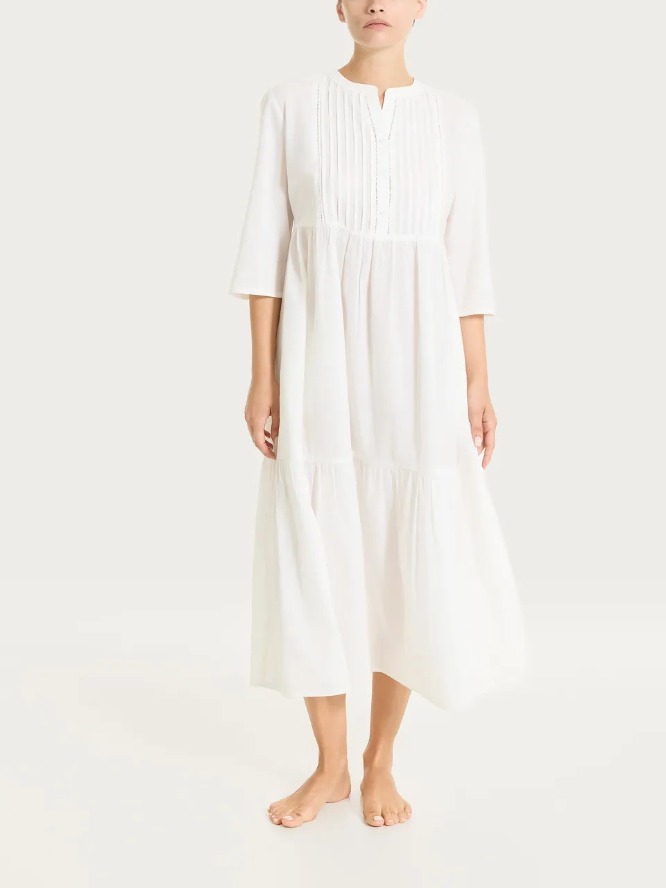 Ragno Mussola di Cotone Vestito lungo balze abito bianco
