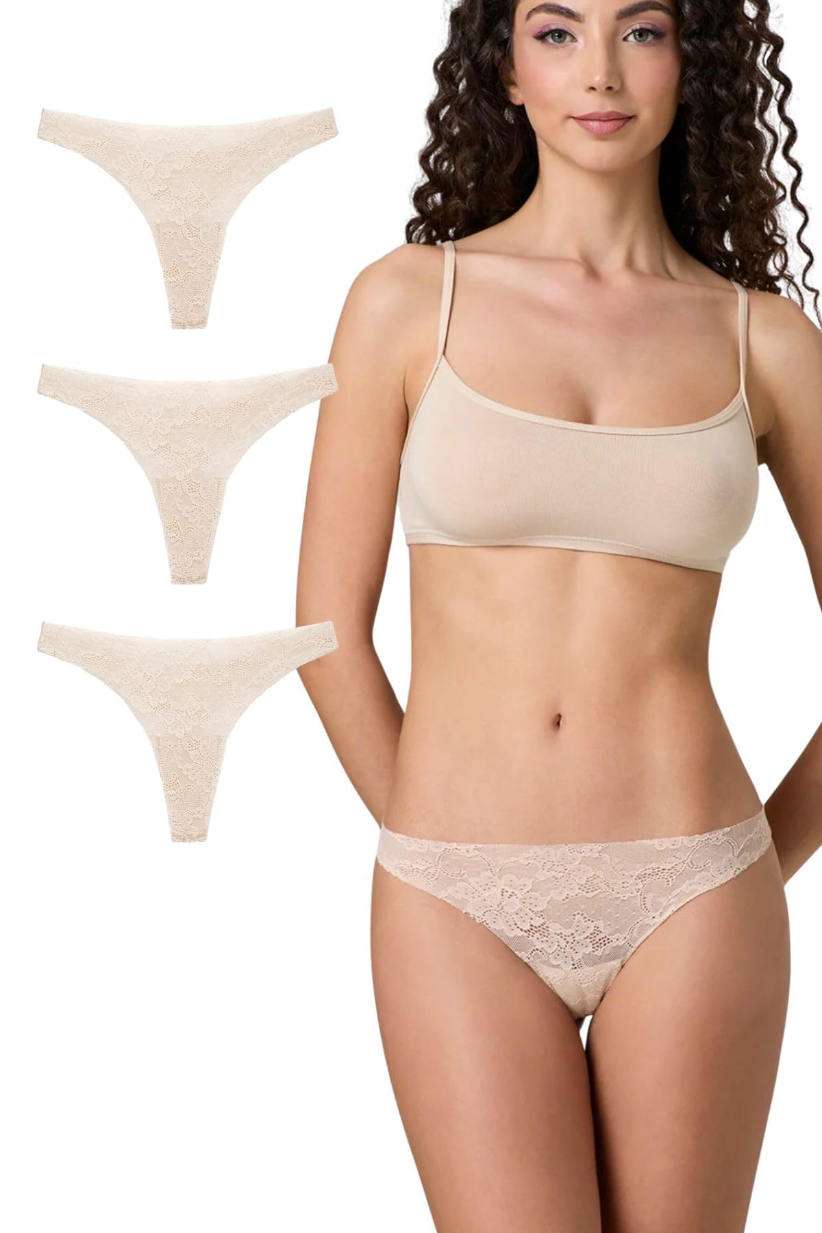 Lady C Slip Taglio Laser Brasiliana Ricamata Nero 3 pz invisibile