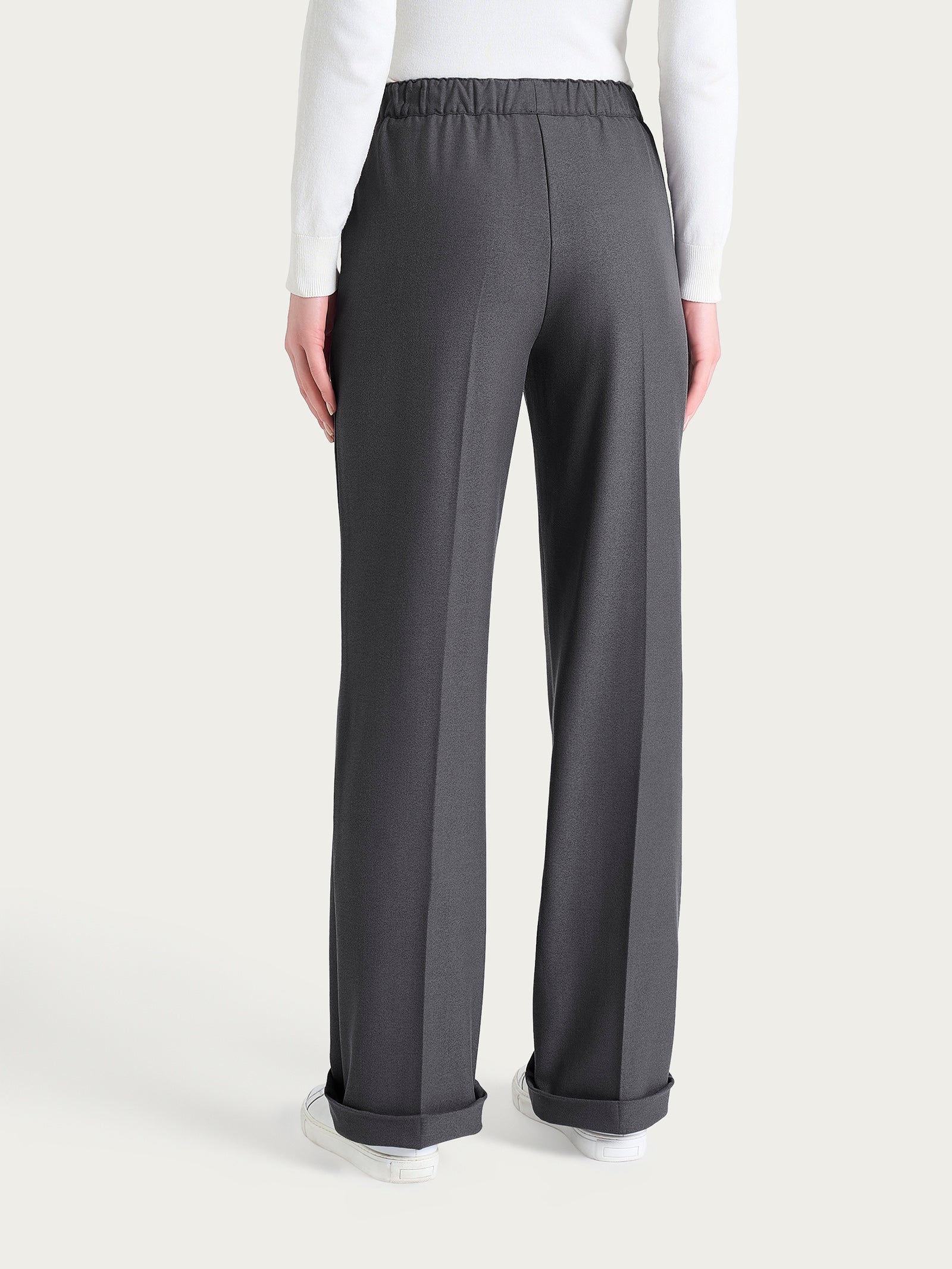 Ragno Flannel Twill pantalone ampio donna ardesia mel vita elasticizzata