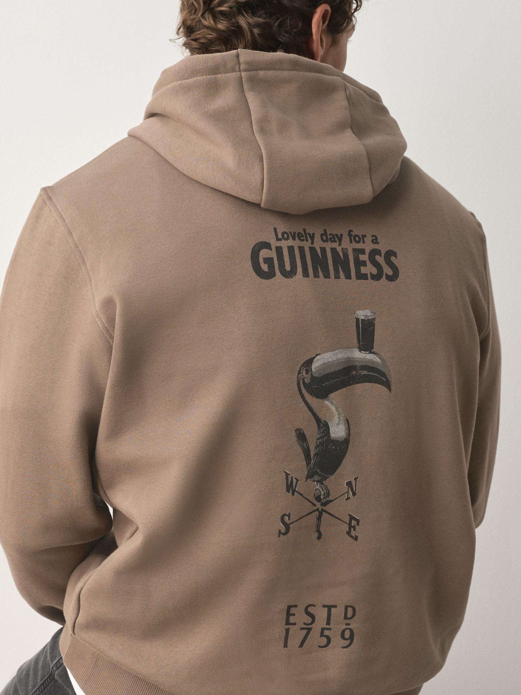 Next felpa uomo cappuccio Guinness taglia L grafica