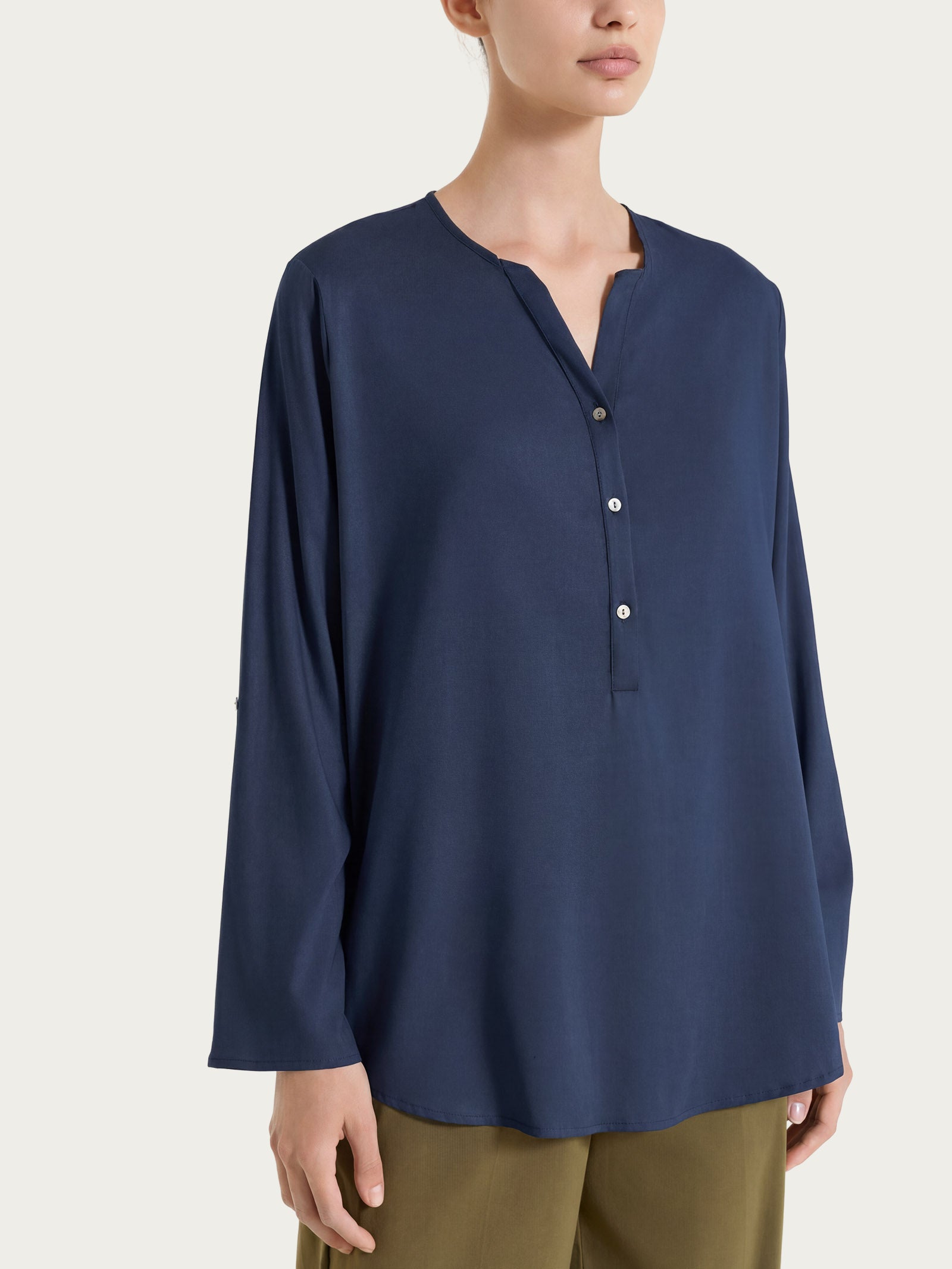 Ragno Voile Stretch blusa serafino donna blu