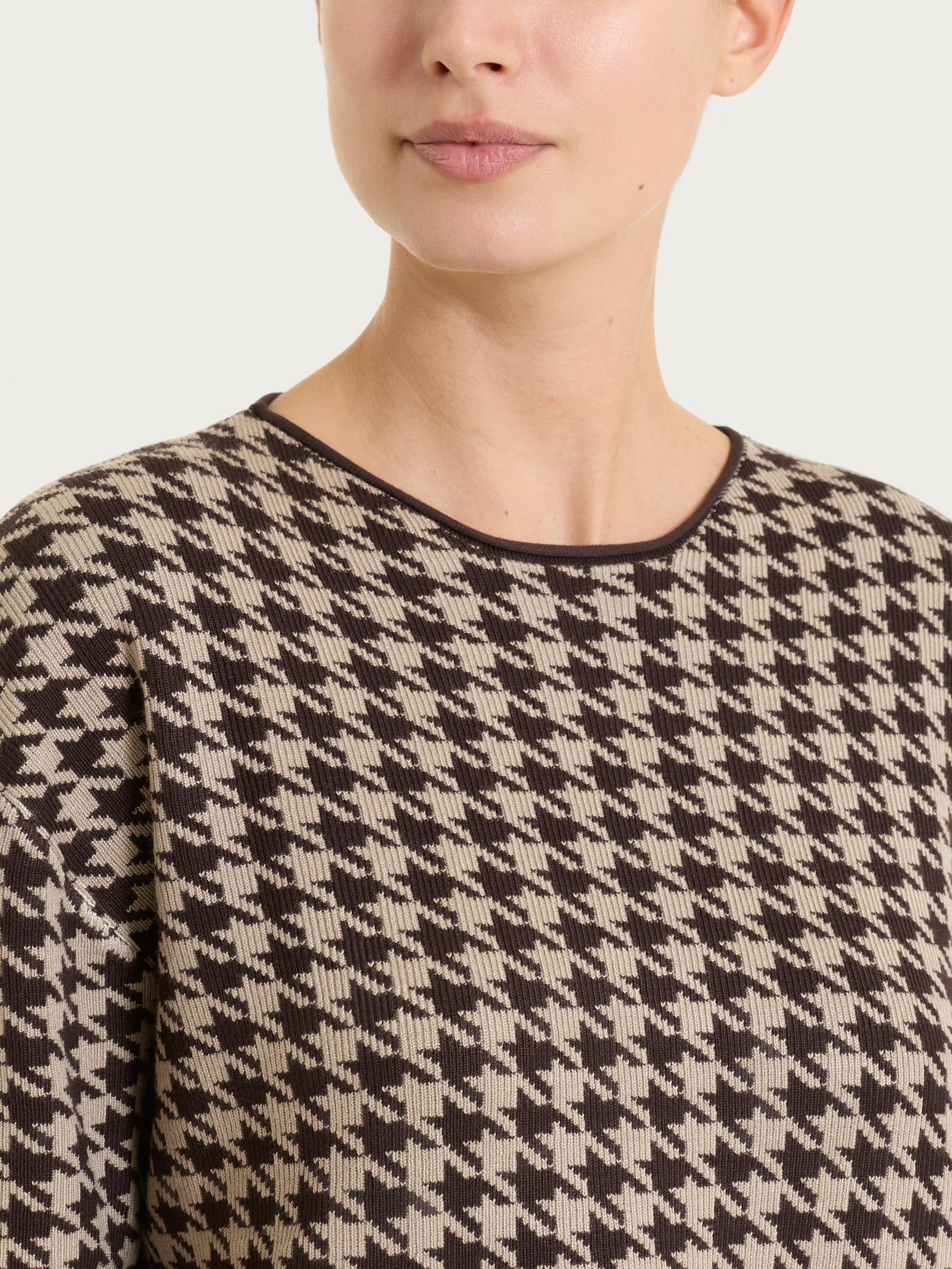 Ragno Four Seasons Pied de Poule Maglia Marrone