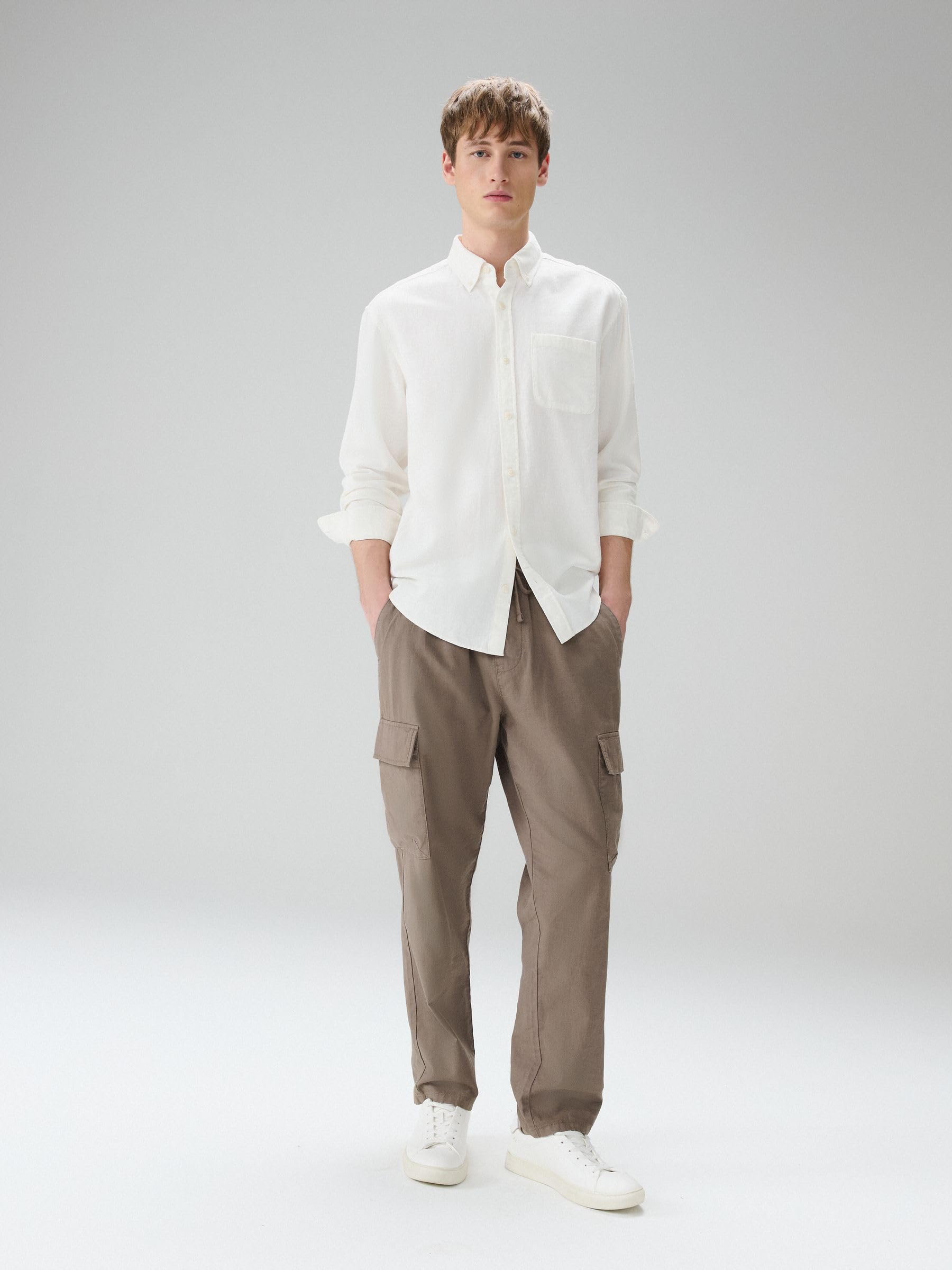 Next camicia uomo maniche lunghe lino cotone XXL