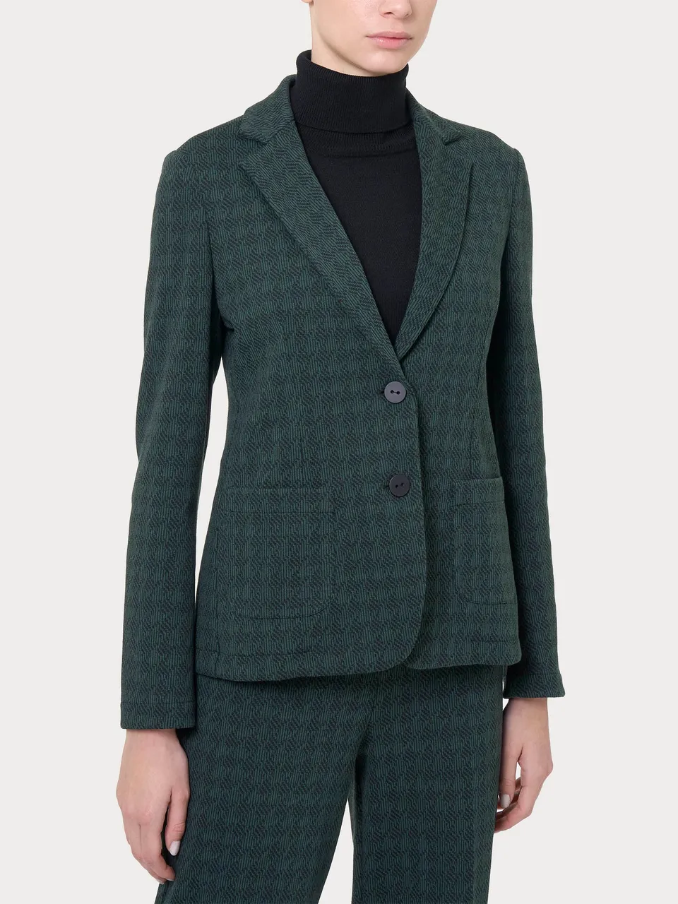 Ragno Eco Jacquard blazer donna due bottoni Rain Forest
