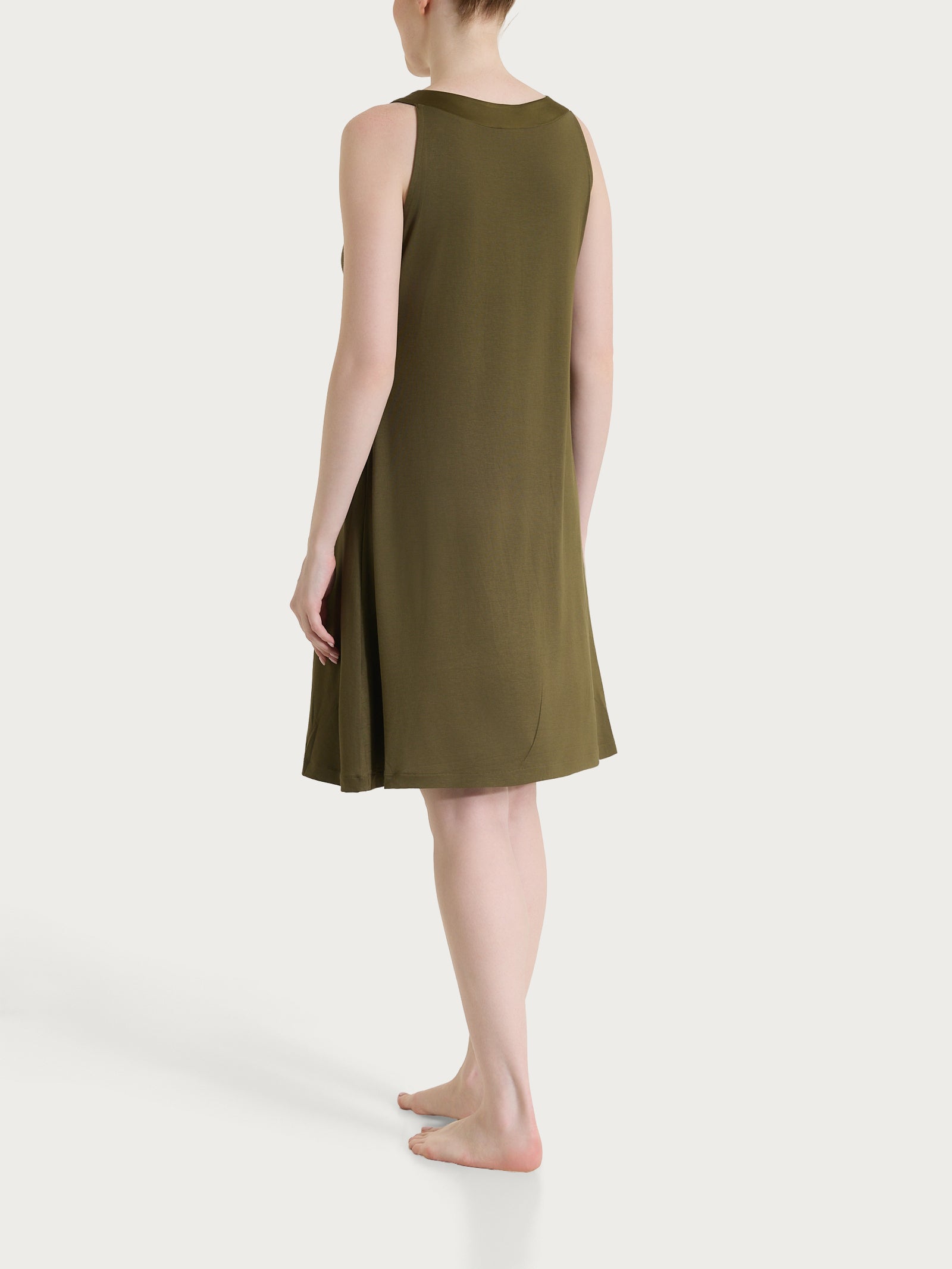 Ragno Viscosa Summer Abito Smanicato Dark Olive Fresco