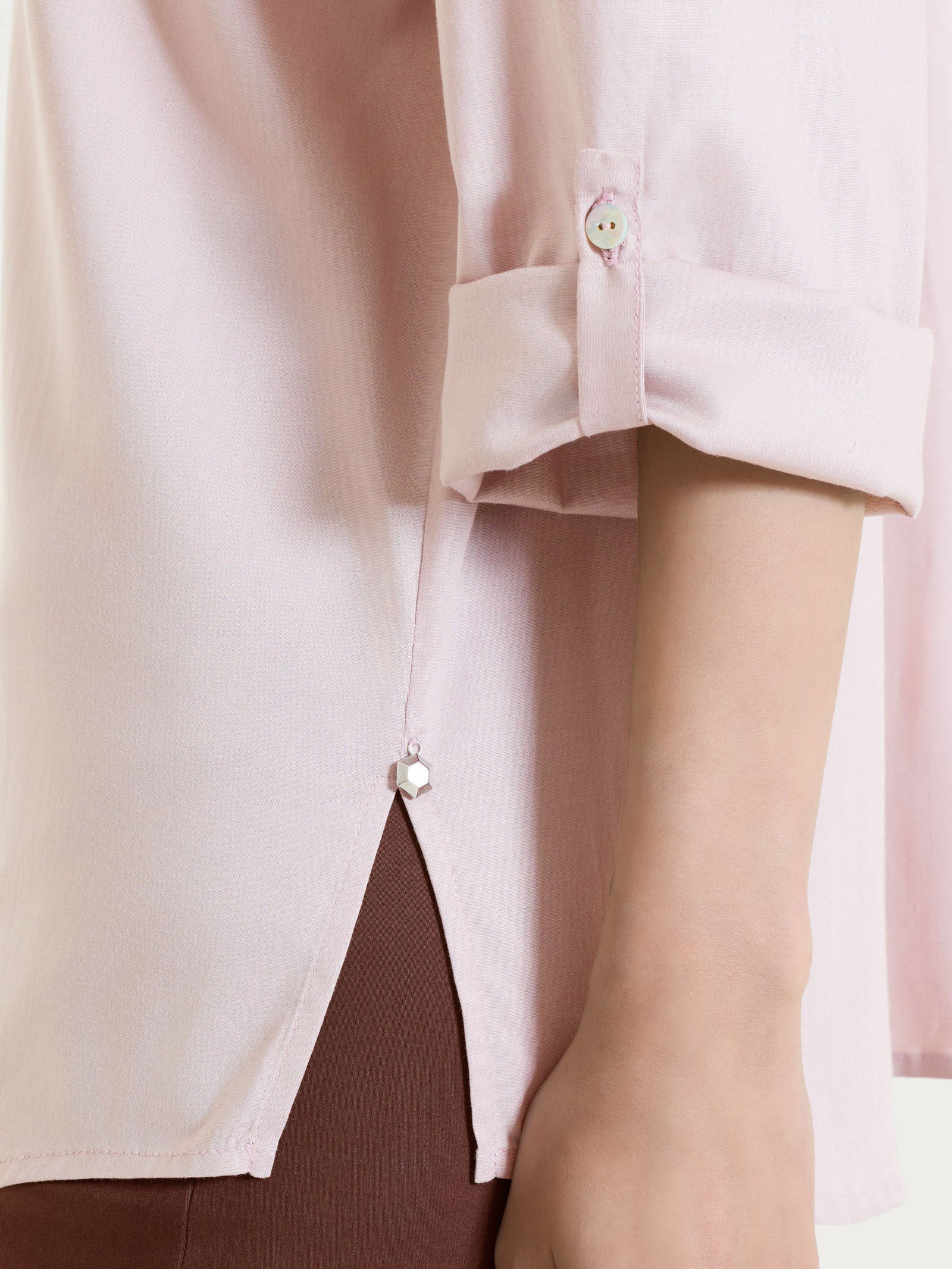 Ragno Camicia Voile Stretch Collo Coreana Cameo Rose