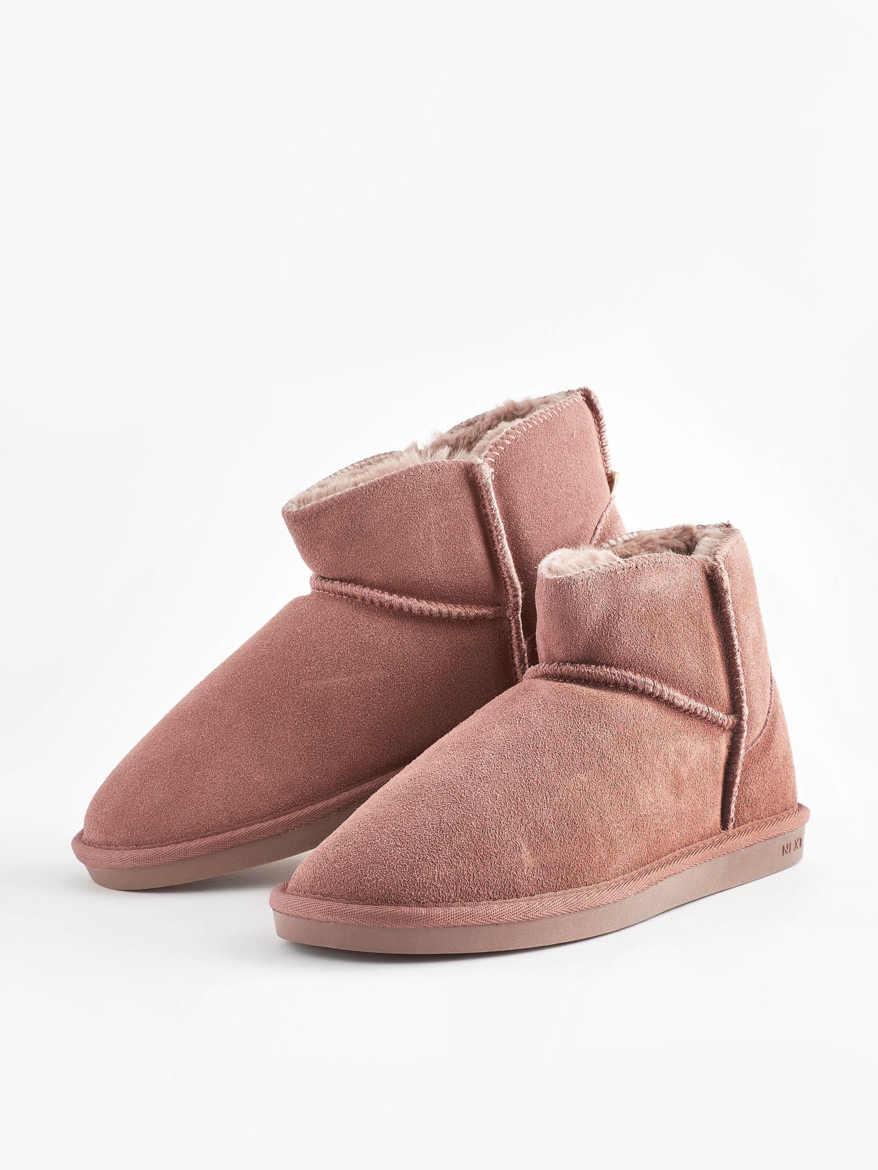 Next Pantofole Stivaletto Camoscio Pelliccia Donna Calde Casa