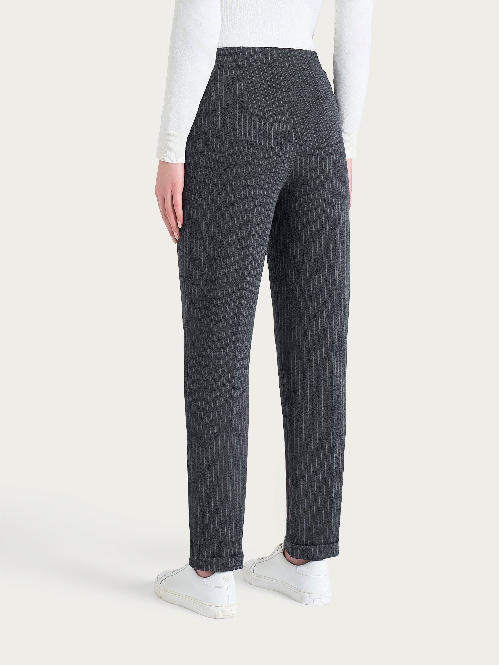 Ragno Eco Jacquard pantalone sigaretta gessato Fant.Oscuro