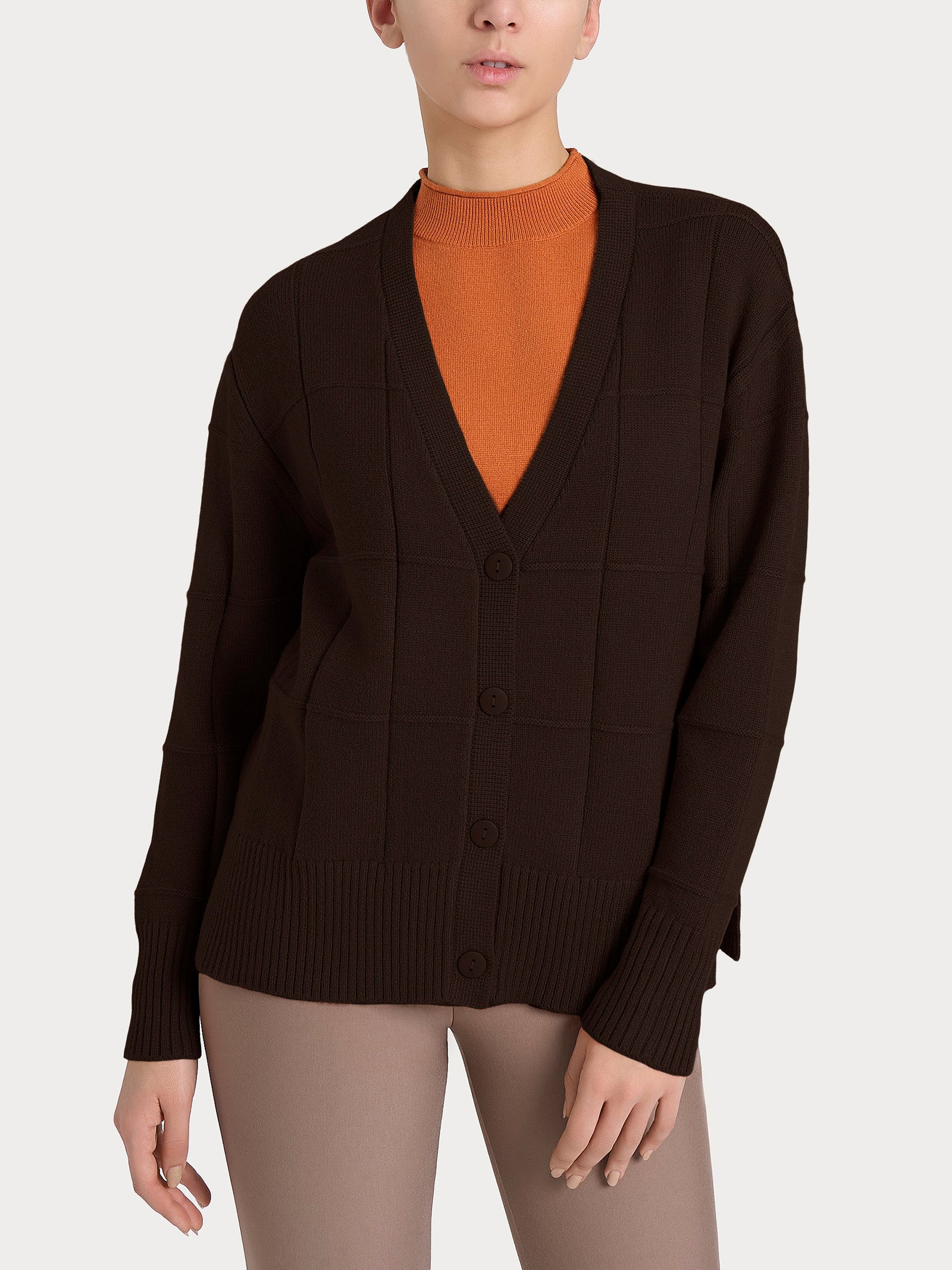 Ragno Super Soft Cardigan Check Chocolate Torte caldo