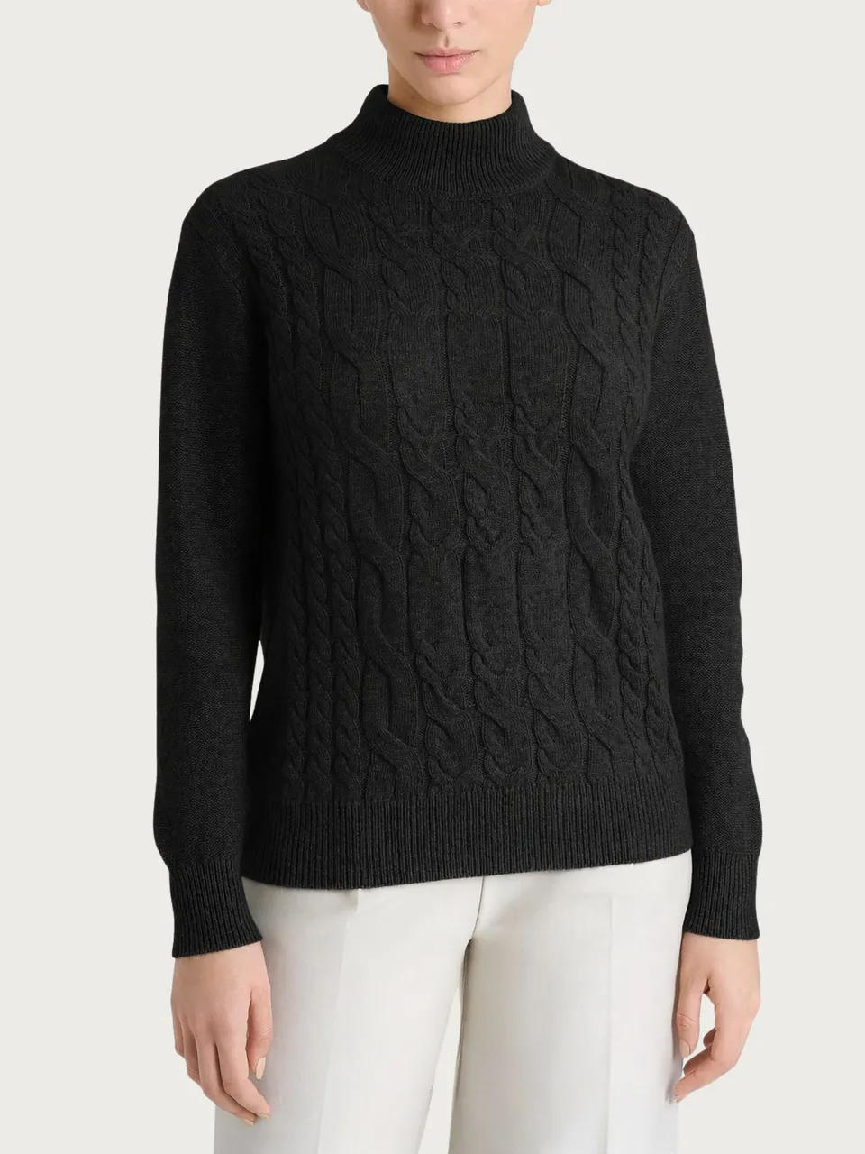 Ragno Natural Soft Lupetto Trecce Maglia Nero