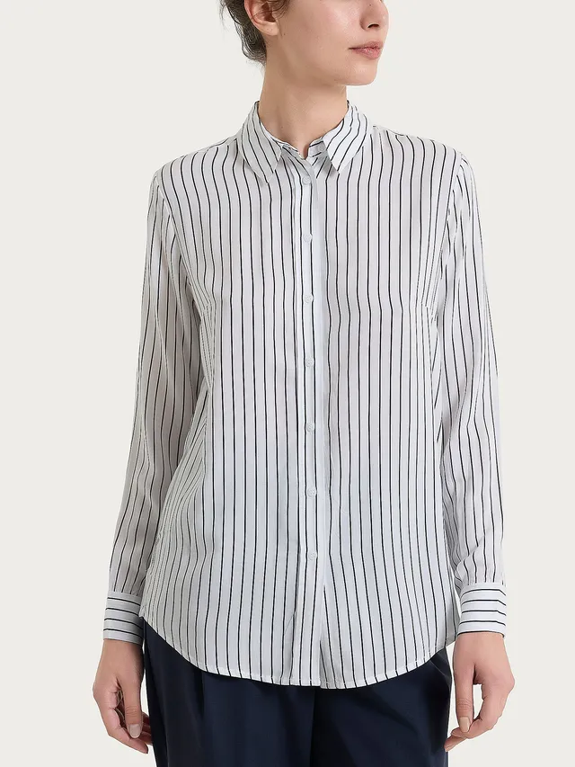 Ragno EcoSeta camicia a righe Fant. Bleu