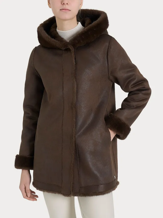 Ragno cappotto double-face Vegan Fur marrone donna