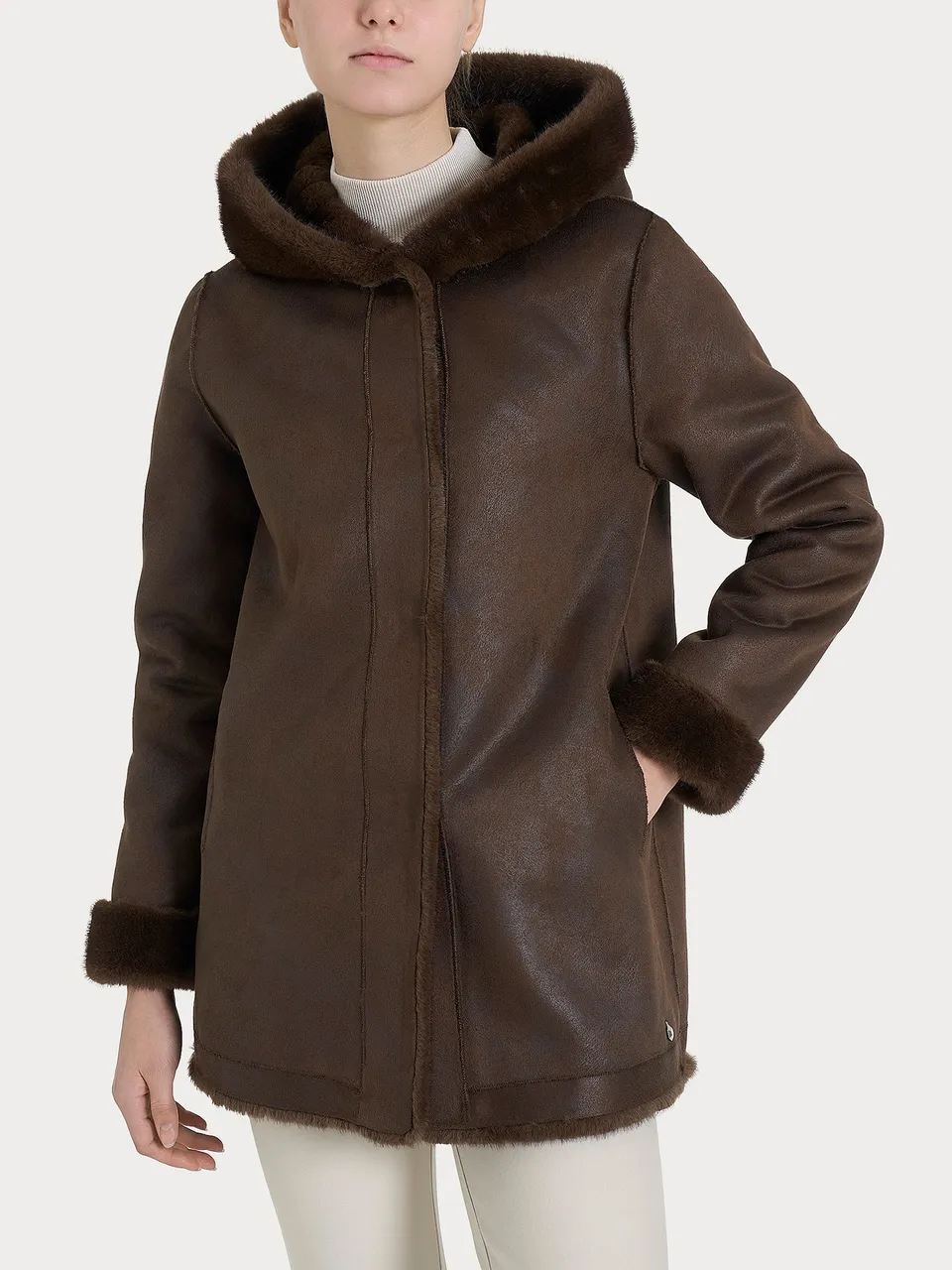 Ragno cappotto double-face Vegan Fur marrone donna