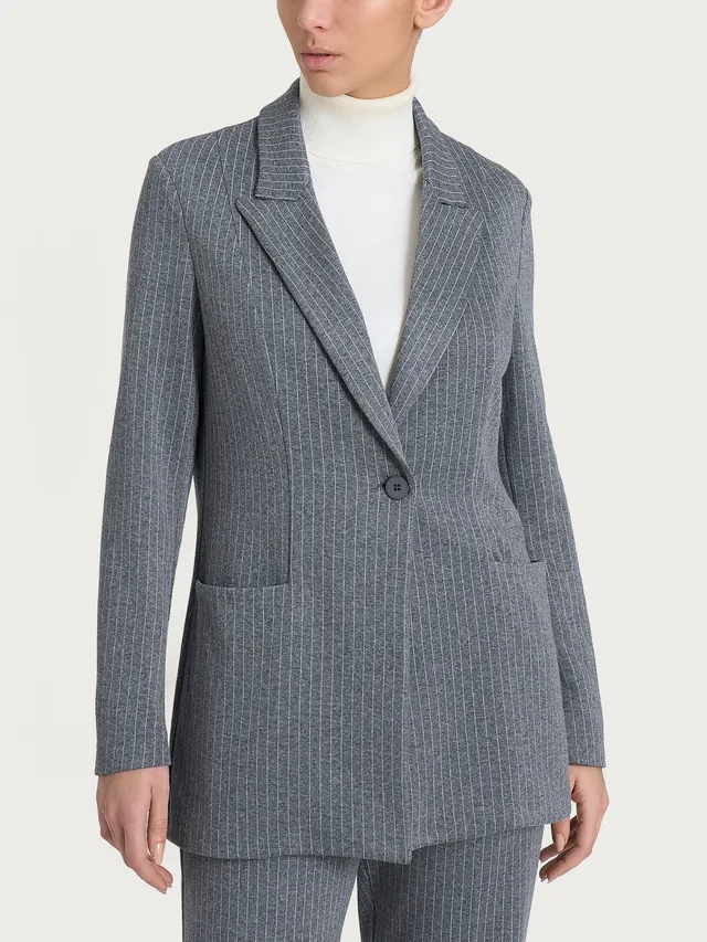 Ragno Compact Blazer over gessato Ardesia Mel.