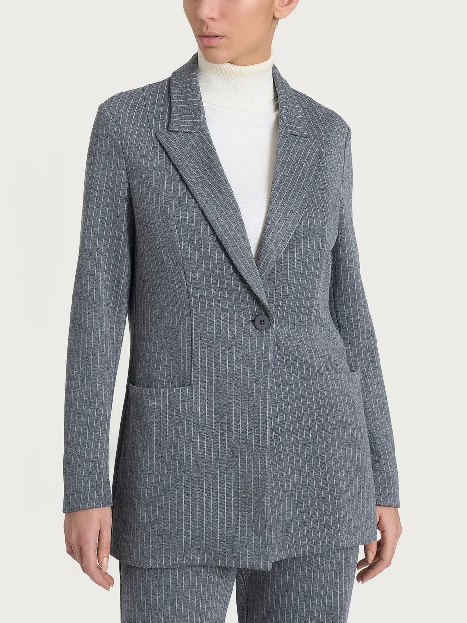 Ragno Compact Blazer over gessato Ardesia Mel.