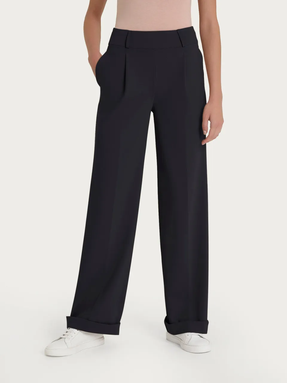 Ragno Compact Light pantalone ampio Nero wide leg