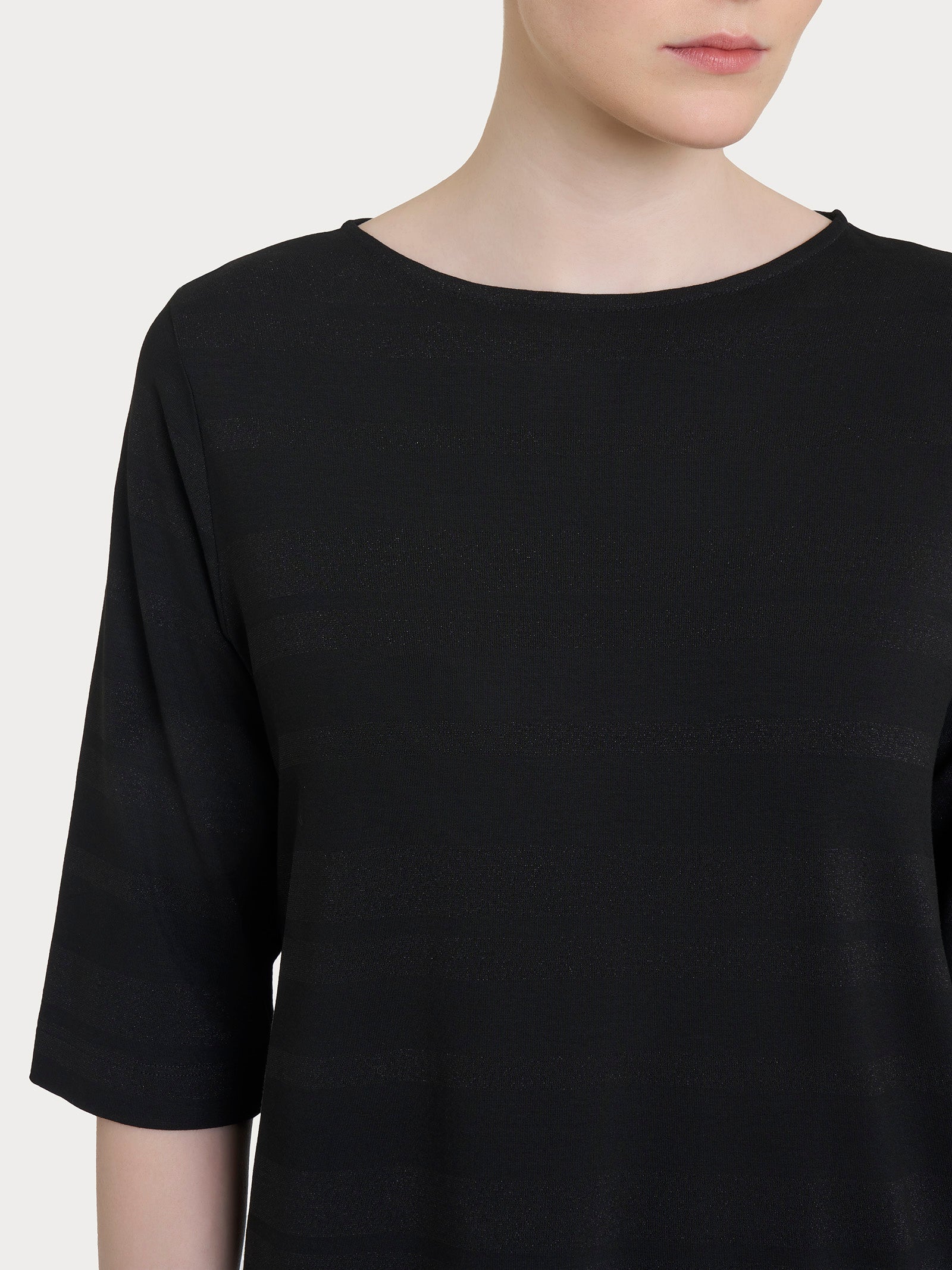 Ragno Viscosa Summer Stripes Maglietta Nero lurex manica 3/4