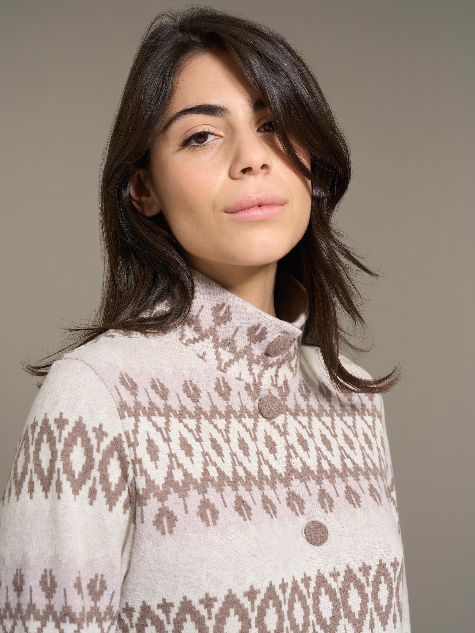 Ragno Sweet Emotion pigiama aperto collo alto cammello pile invernale