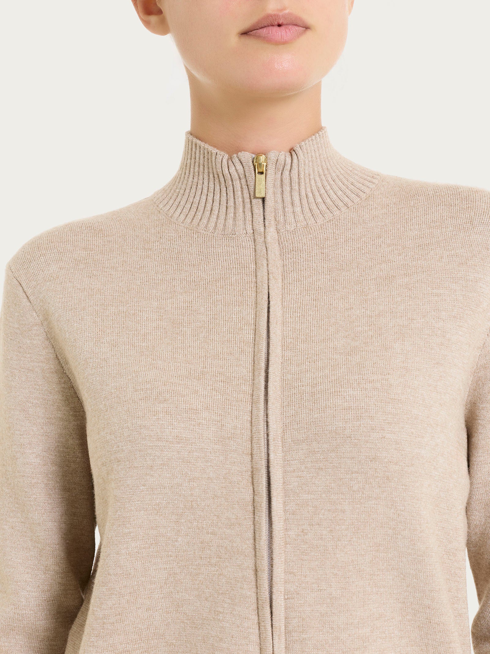 Ragno Super Soft Cardigan Zip Cammello Mel. misto viscosa