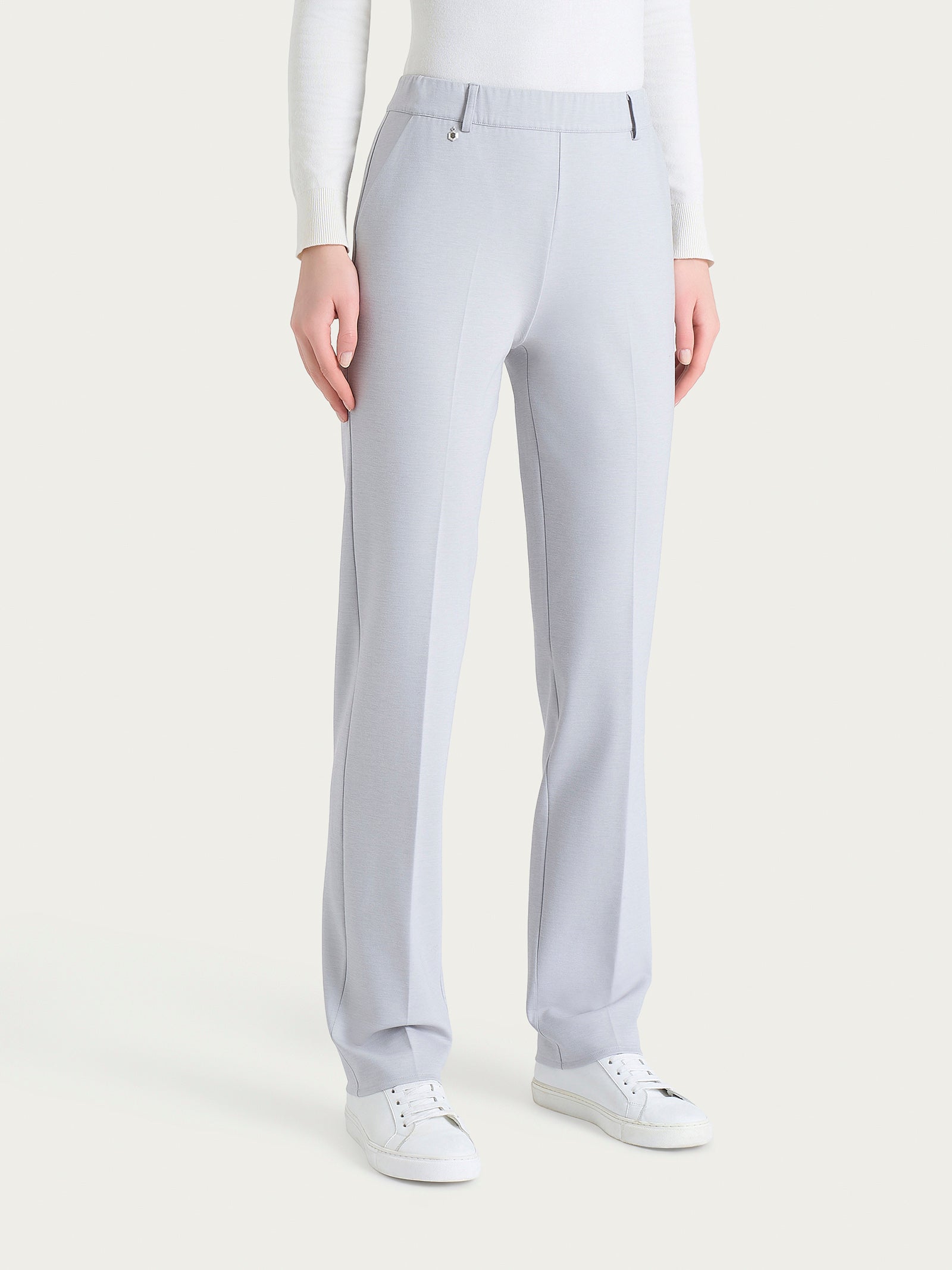 Ragno Cashmere Compact Pantalone dritto Ghiaia Mel.