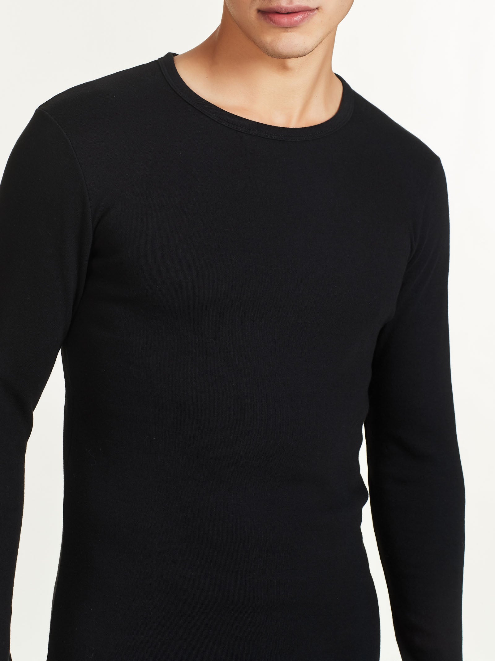 Ragno Interlock Maglietta intima cotone manica lunga Nero