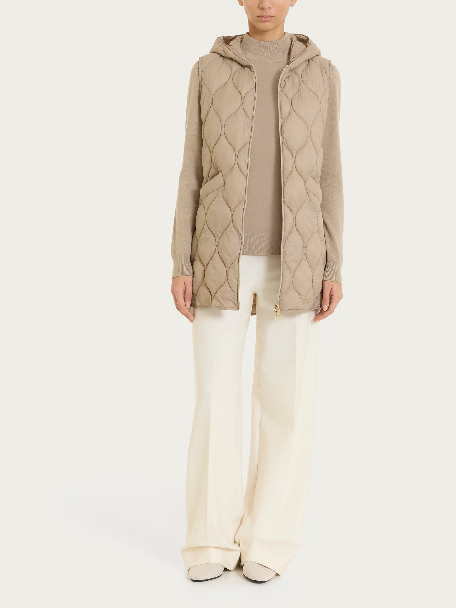 Ragno Onion Quilt piumino smanicato Glace con cappuccio