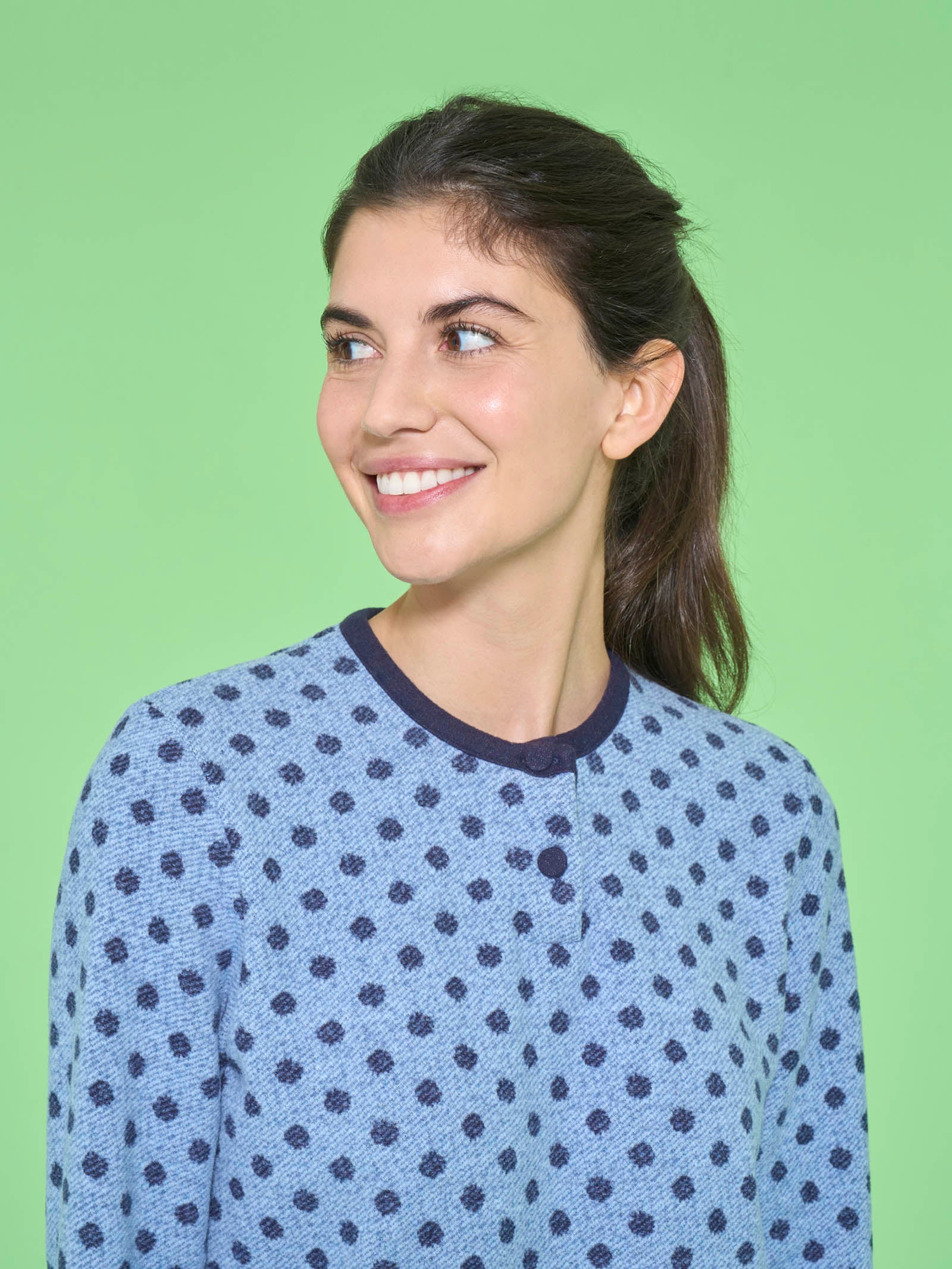 Ragno Cotton Eco Pile Pigiama Serafino Pois Delave caldo